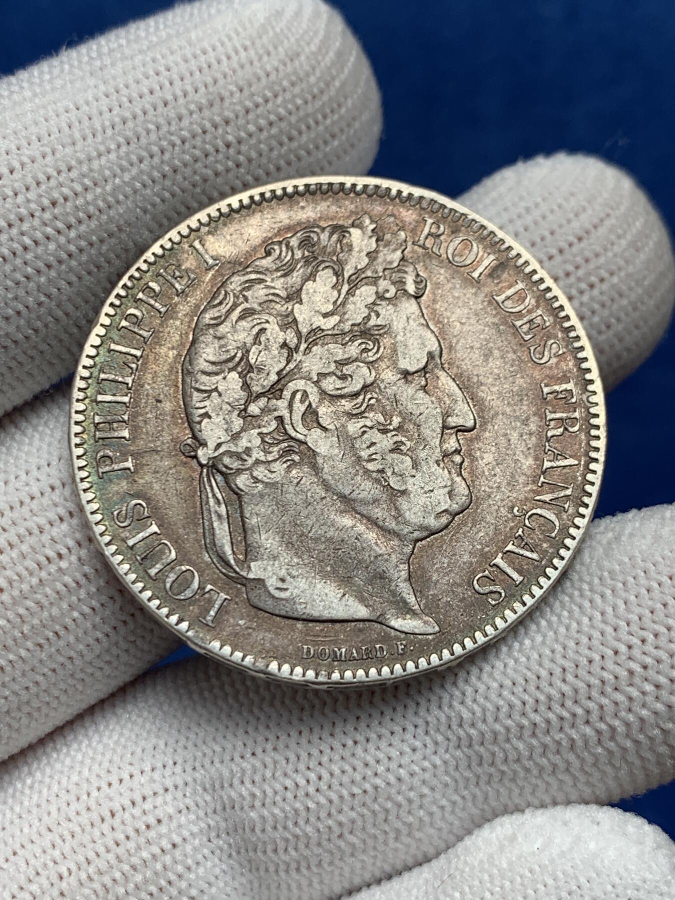 《竞宝斋》第276场- 周日，周一 2场连拍 （全场包邮） 法国1842年菲利普一世5法郎银币