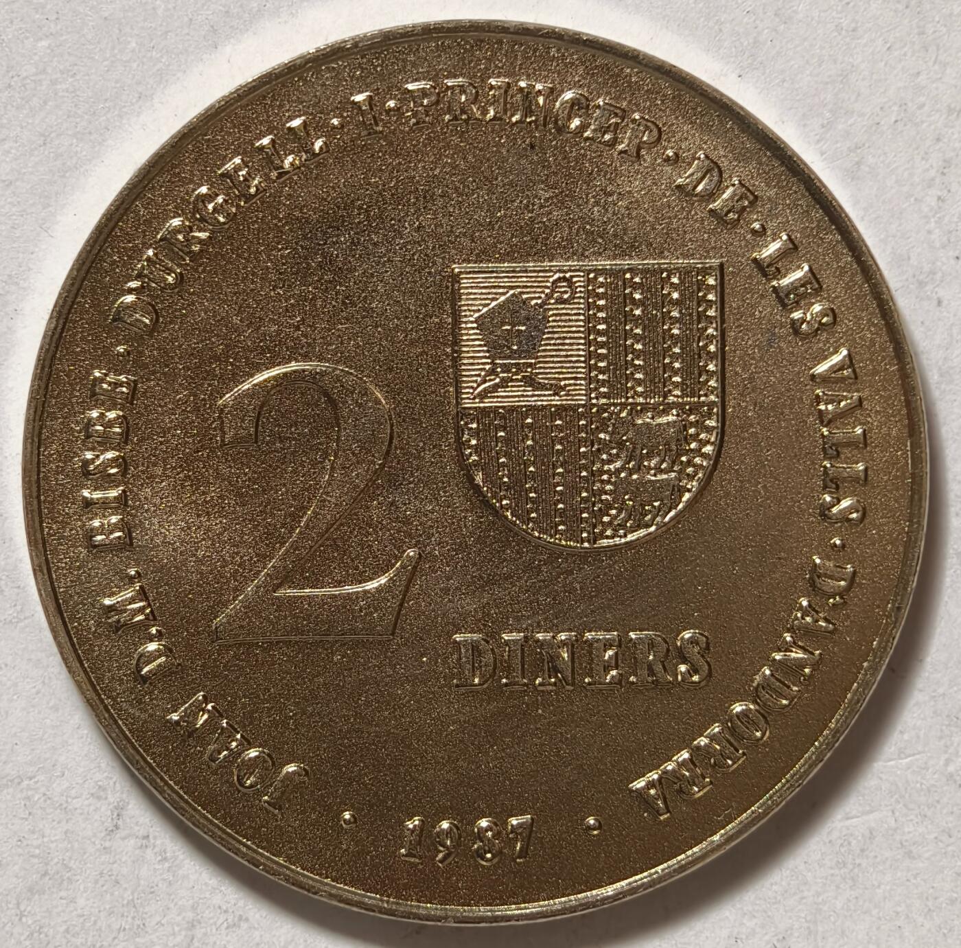 紫瑗钱币——第362期拍卖 安道尔 1987年 1992巴塞罗那奥运会 2第纳尔 镍币 UNC