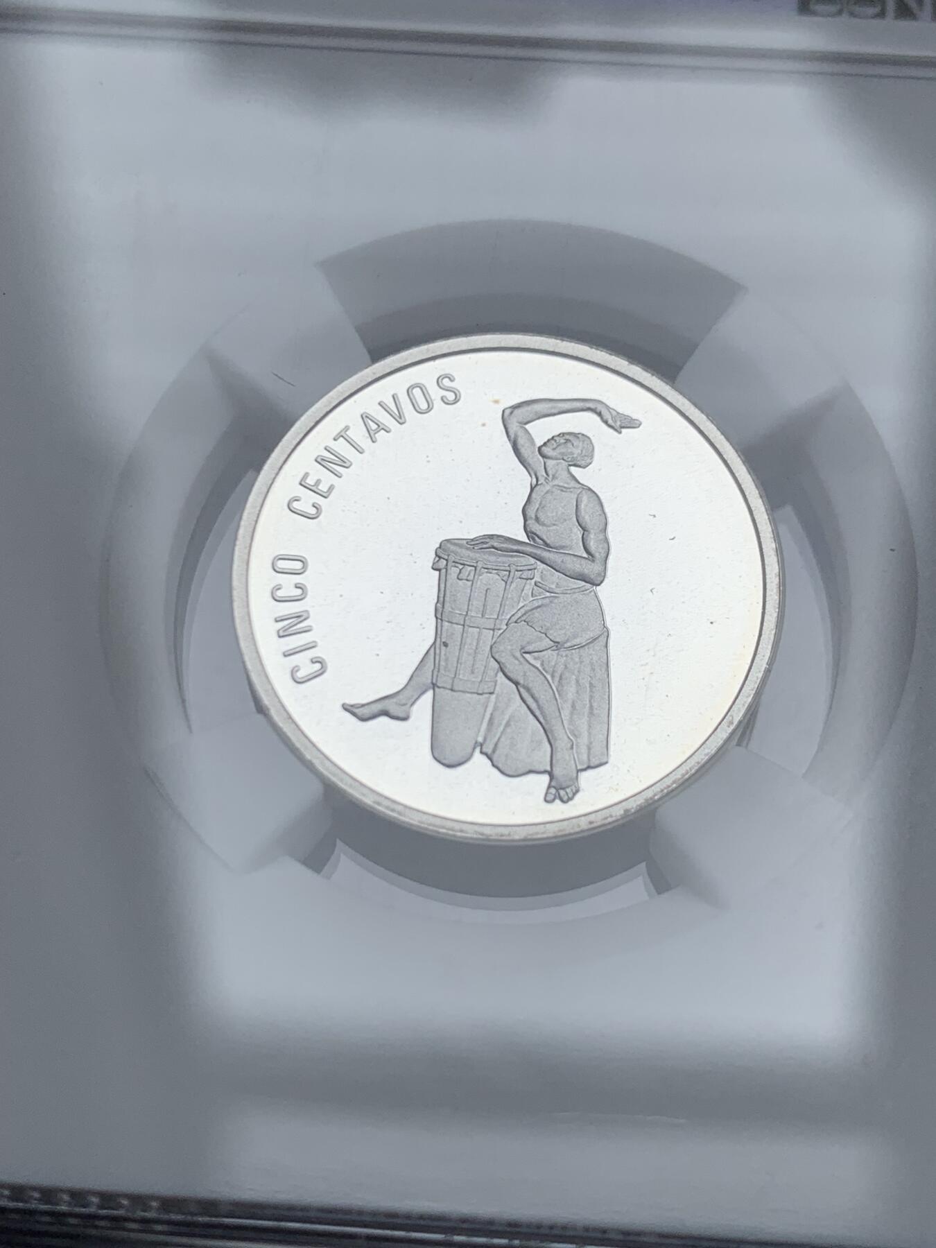 《竞宝斋》第276场- 周日，周一 2场连拍 （全场包邮） 5枚一组 多米尼加1989加厚银币 少见 名誉品 NGC鉴定 顶级品像 顶级状态 进阶级收藏 带豪华绒布原包装盒