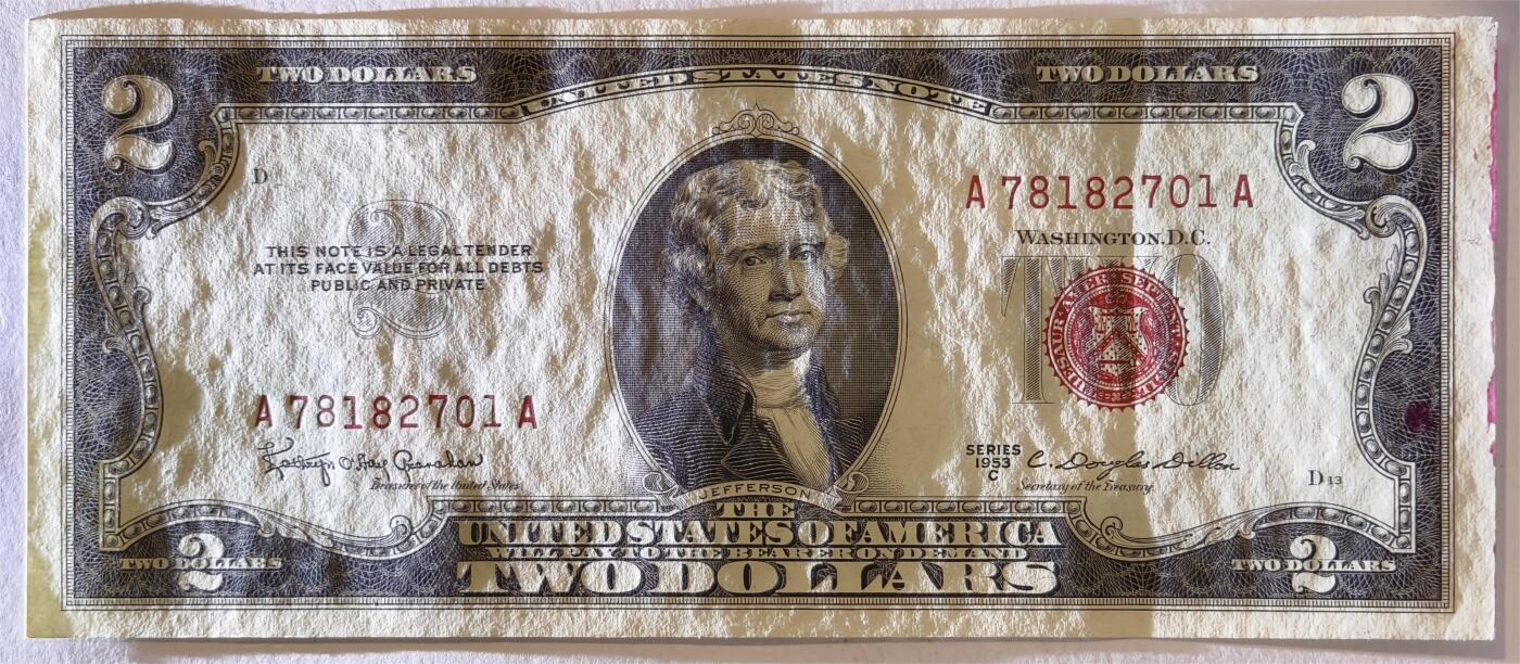 紫瑗钱币——第375期拍卖——纸币场 美国 1953年 C序列 托马斯·杰斐逊 2美元 红印 政府券 UNC-