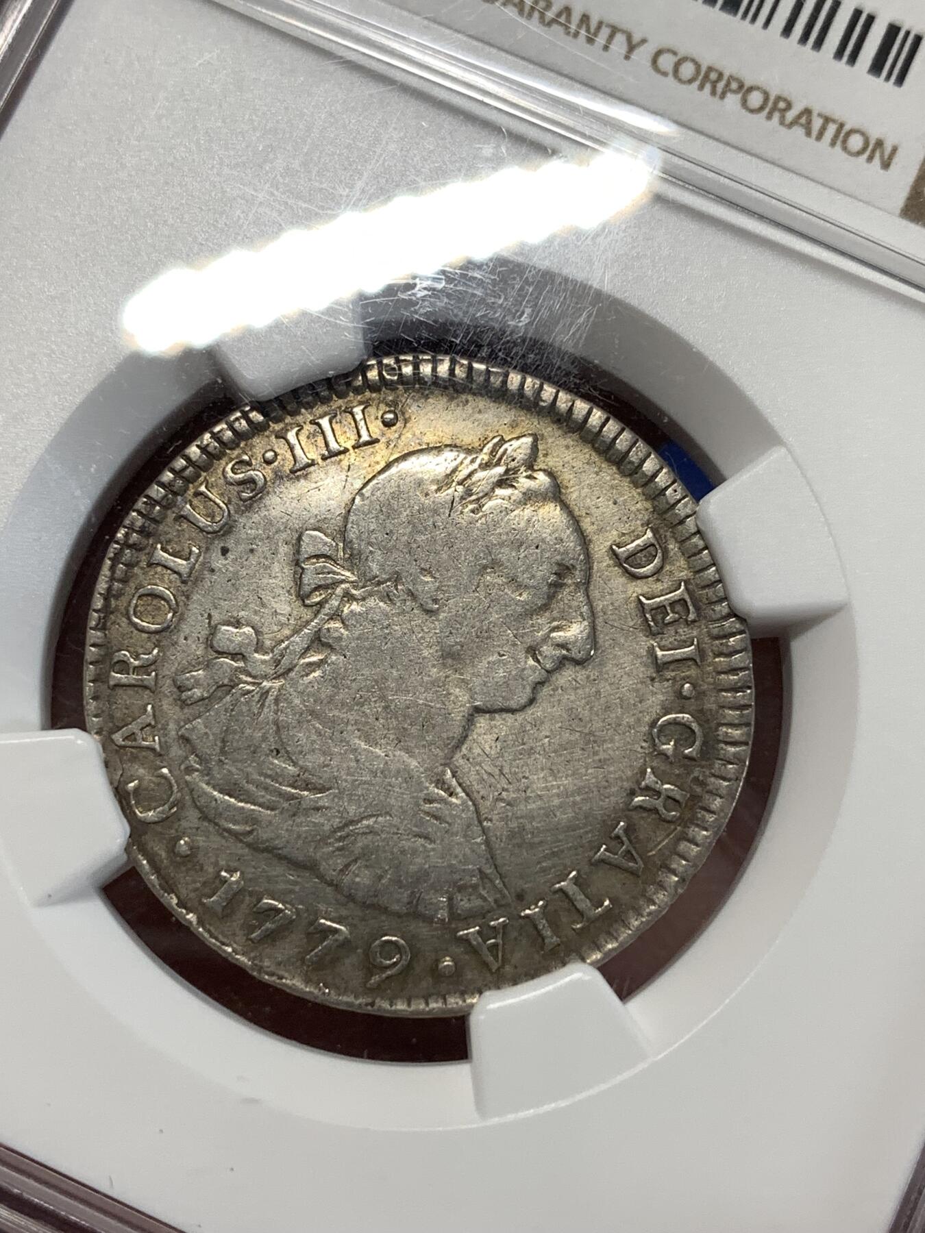 《竞宝斋》第276场- 周日，周一 2场连拍 （全场包邮） NGC VF 秘鲁 1779 卡三 2R 银币 少见品种