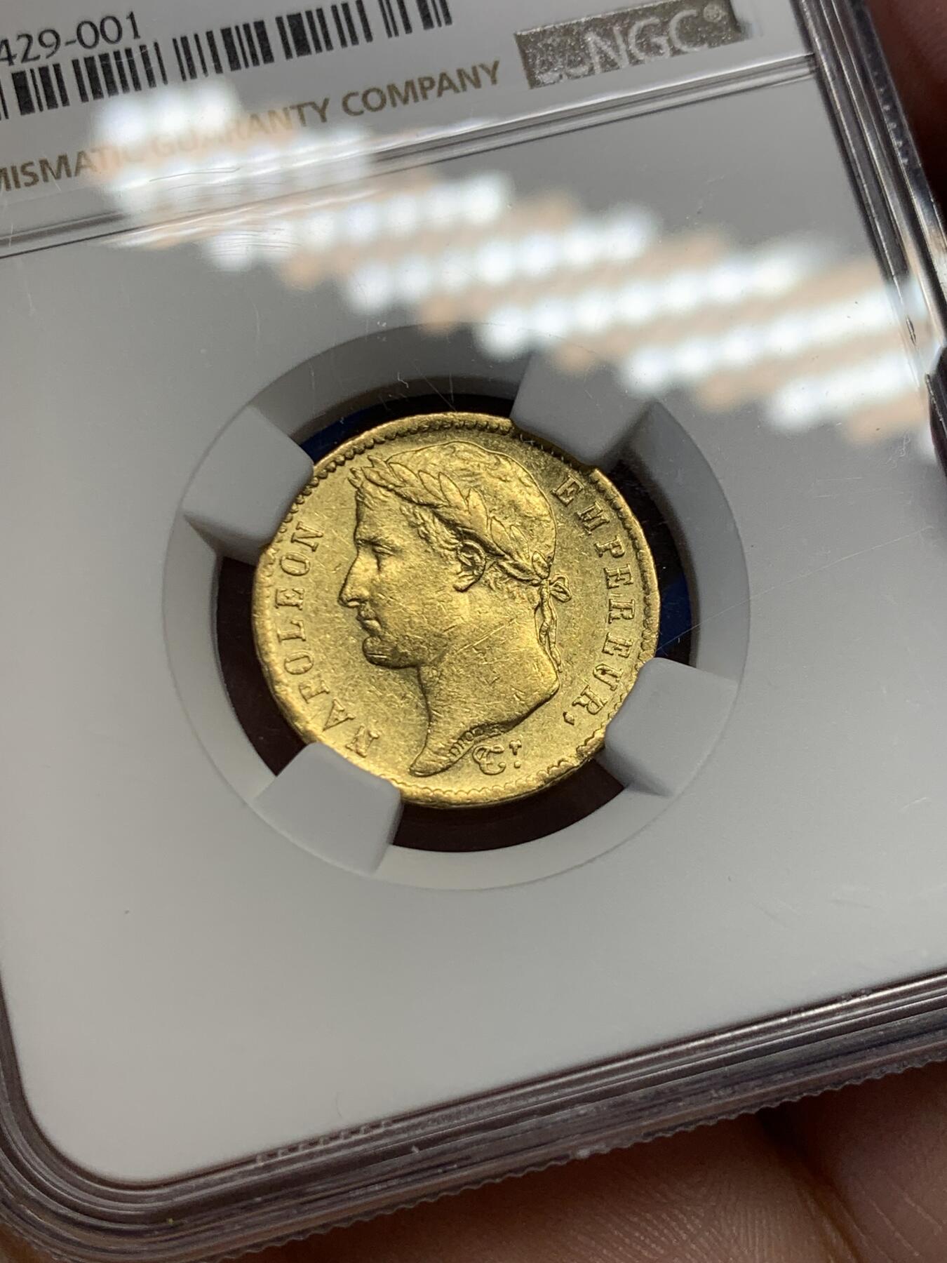 《竞宝斋》第276场- 周日，周一 2场连拍 （全场包邮） NGC AU53 法国1812年拿破仑20法郎金币