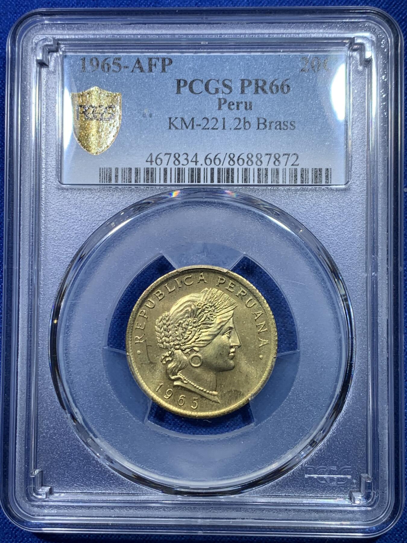 《竞宝斋》第276场- 周日，周一 2场连拍 （全场包邮） 5枚一组 秘鲁1965年精制套装 带蛇纹皮包装盒 PCGS鉴定 带证书 非常少见 基本上遇不到 市场价近千美金