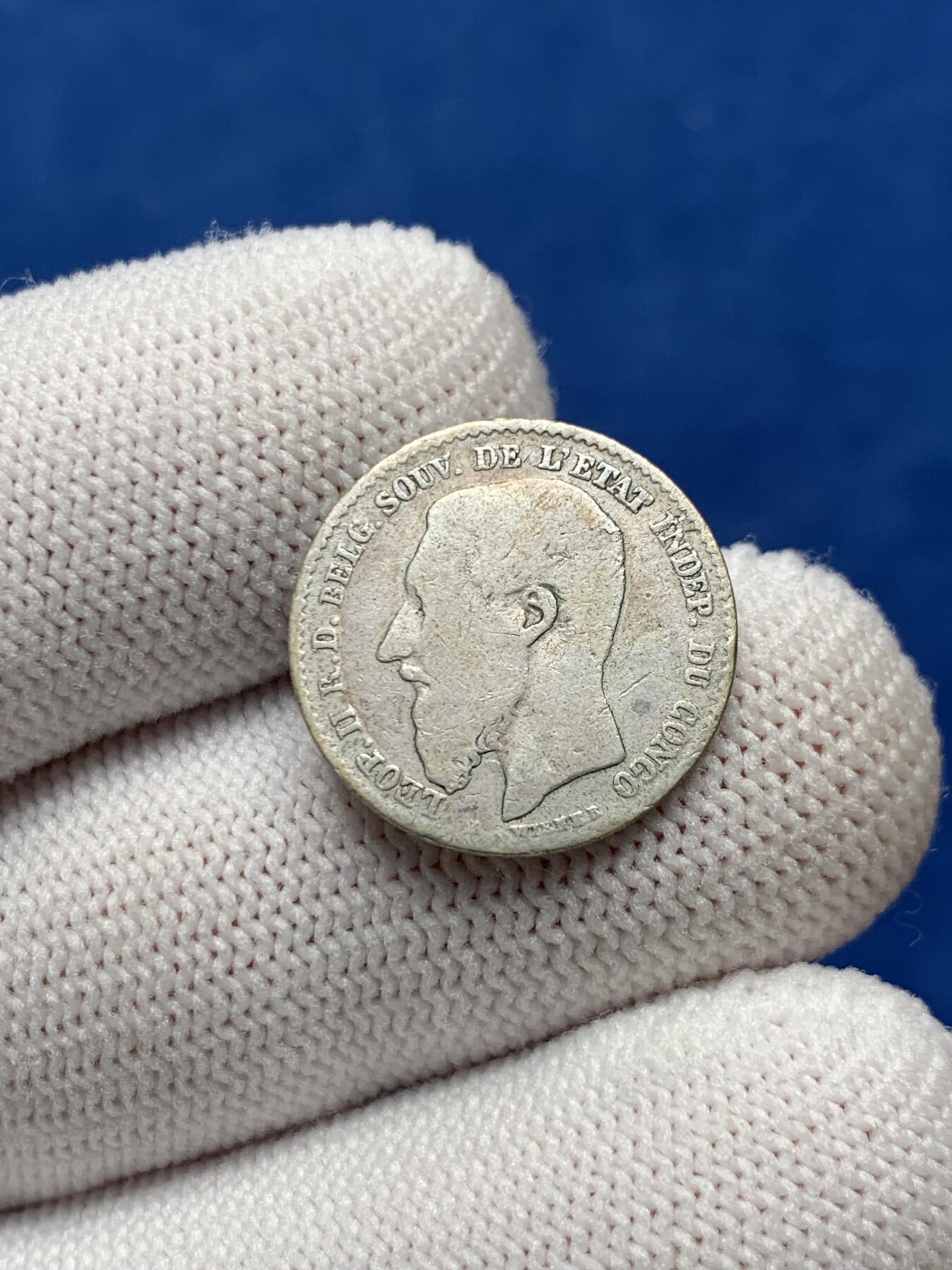 《竞宝斋》第276场- 周日，周一 2场连拍 （全场包邮） 稀少殖民地刚果自由邦利奥波德二世1896年50分银币