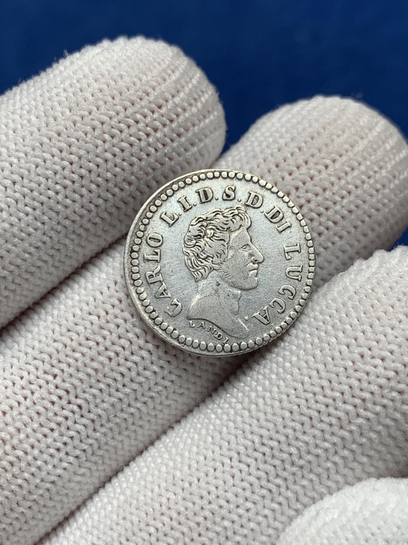 《竞宝斋》第276场- 周日，周一 2场连拍 （全场包邮） 意大利卢卡1838年10苏银币齿边