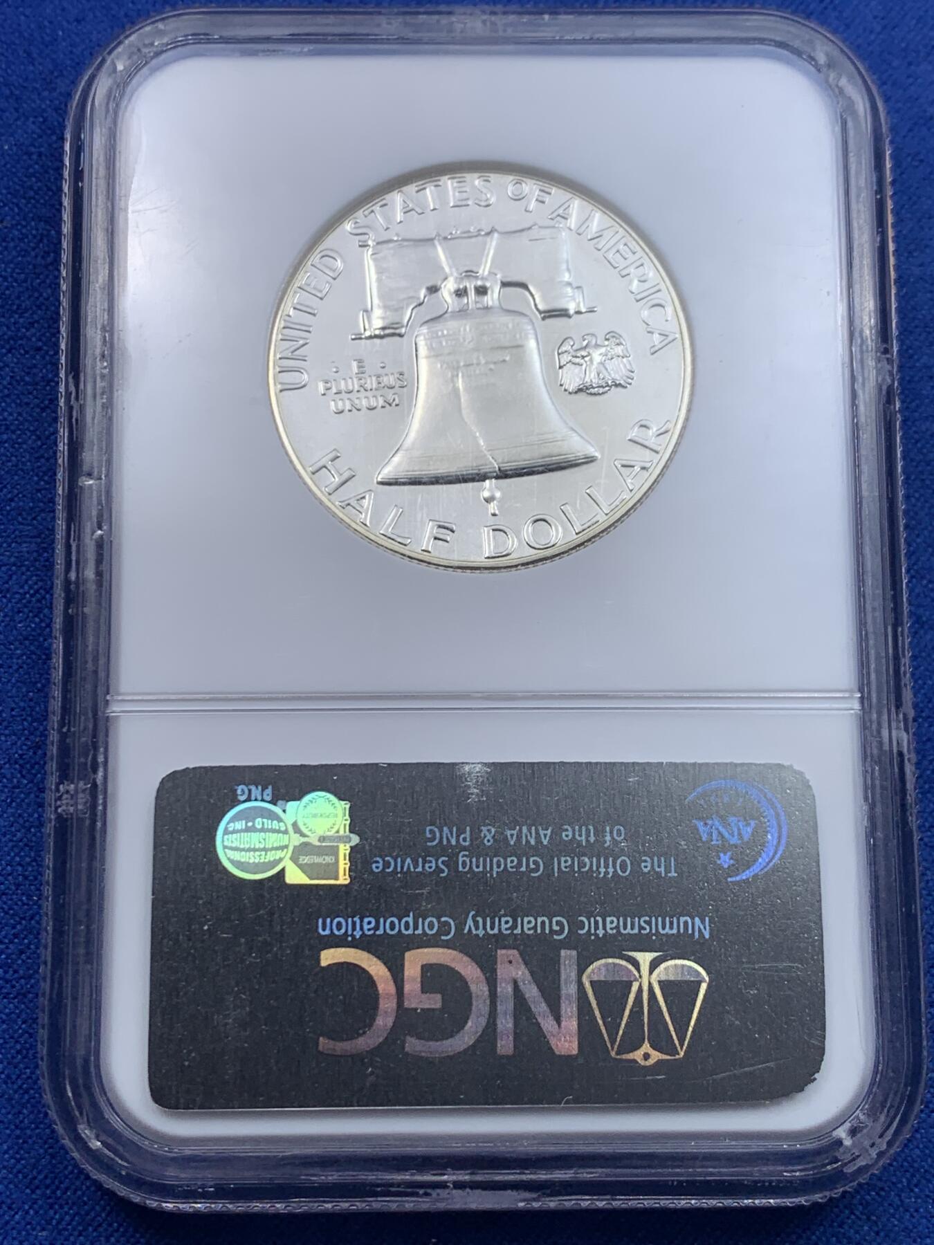 《竞宝斋》第276场- 周日，周一 2场连拍 （全场包邮） NGC PF67 美国1963年富兰克林半美元精制银币 顶级高分