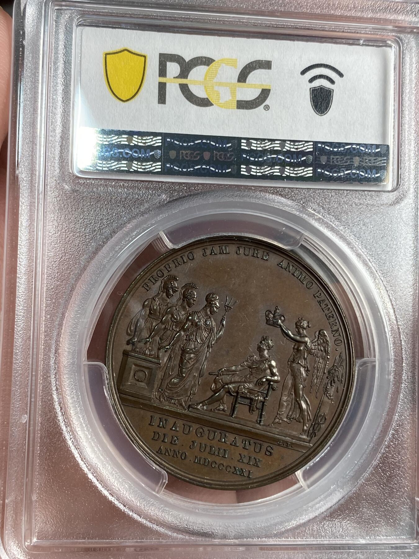 【麦稀奇世界钱币展】万国钱币拍卖第027期（五月端阳●万国夏季大拍） PCGS SP64 1821年英国乔治四世加冕纪念铜章 高分高浮雕 涨幅越来越大的品种