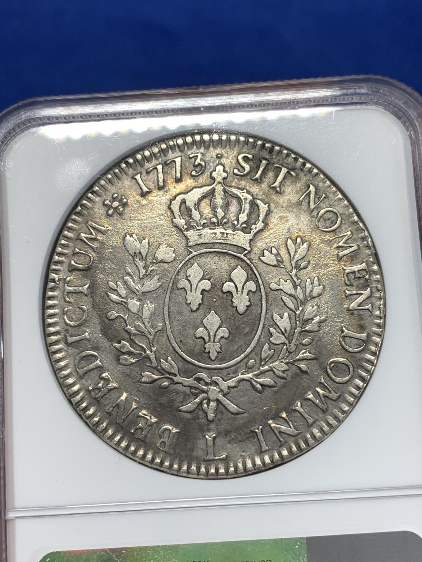 《竞宝斋》第276场- 周日，周一 2场连拍 （全场包邮） NGC VFD 法国1773年路易十五埃居大银币