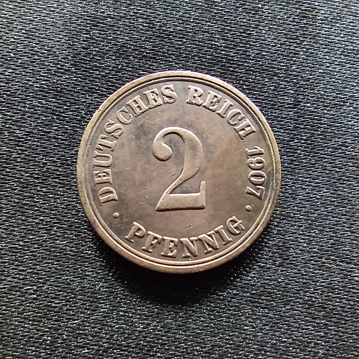 邮泉阁限时拍卖第九场 德国硬币专场二 德意志帝国1907年2芬尼A版