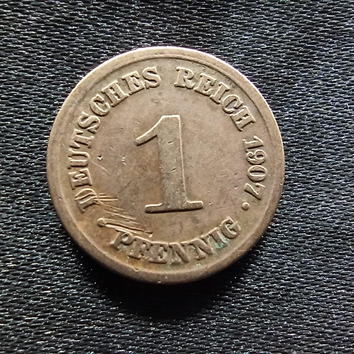 邮泉阁限时拍卖第九场 德国硬币专场二 德意志帝国1907年1芬尼D版