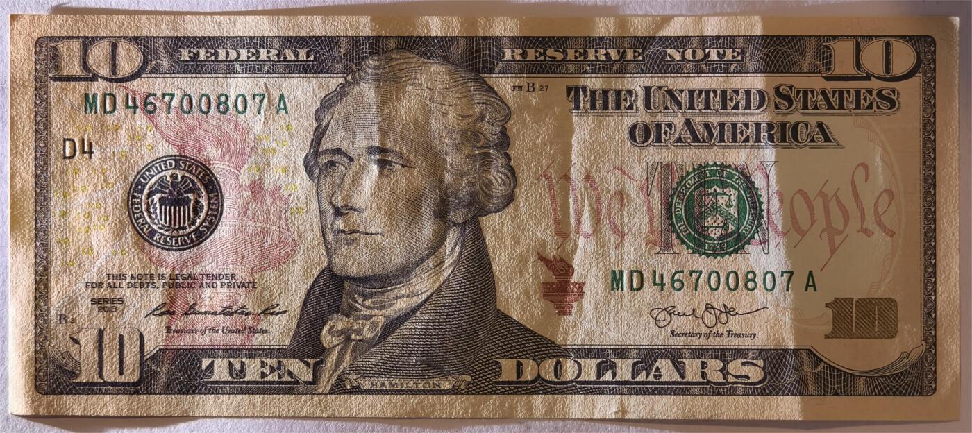 紫瑗钱币——第375期拍卖——纸币场 美国 2013年 D版 无序列 亚历山大·汉密尔顿 10美元 彩色版 AU