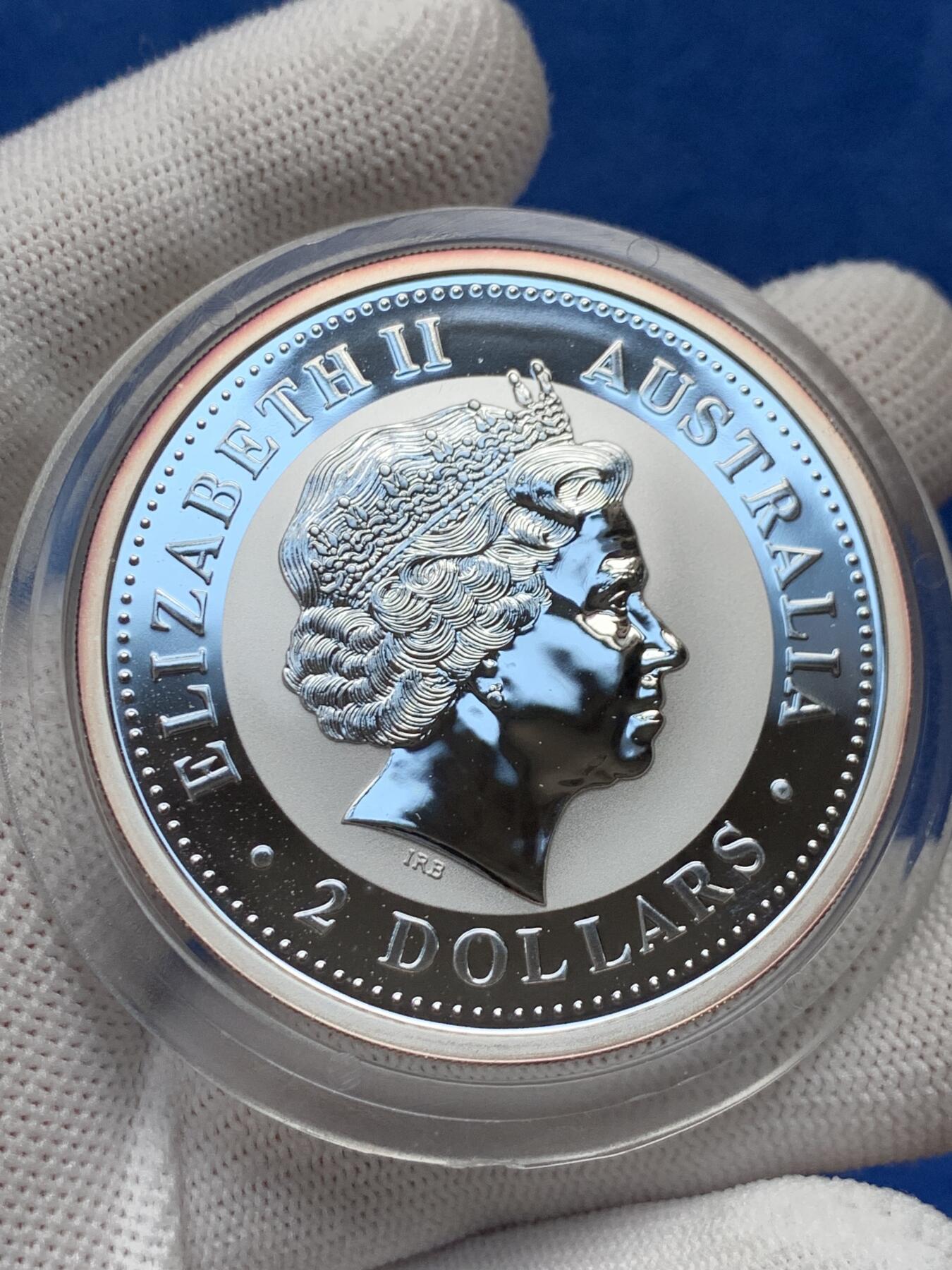 《竞宝斋》第276场- 周日，周一 2场连拍 （全场包邮） 澳大利亚2002年骏马2元2盎司精制大银币 999银 62.2克