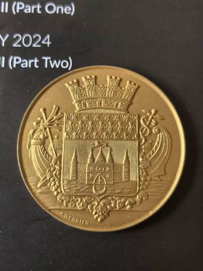 法国波尔多城市银章，镀金，颁发给杜佩里博士，42mm35g - 法国波尔多城市银章，镀金，颁发给杜佩里博士，42mm35g