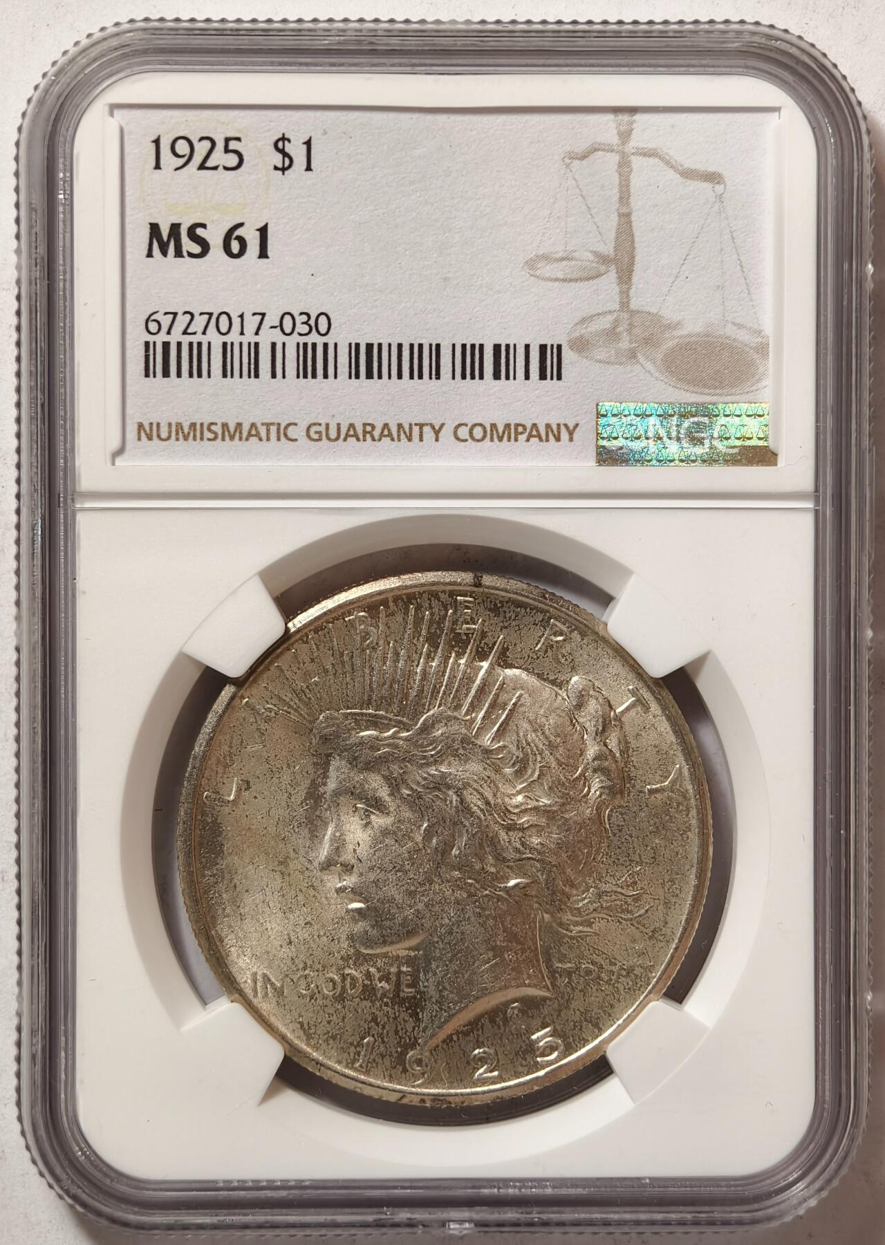 紫瑗钱币——第362期拍卖 美国 1925年 和平鸽 1美元 银币 NGC MS61