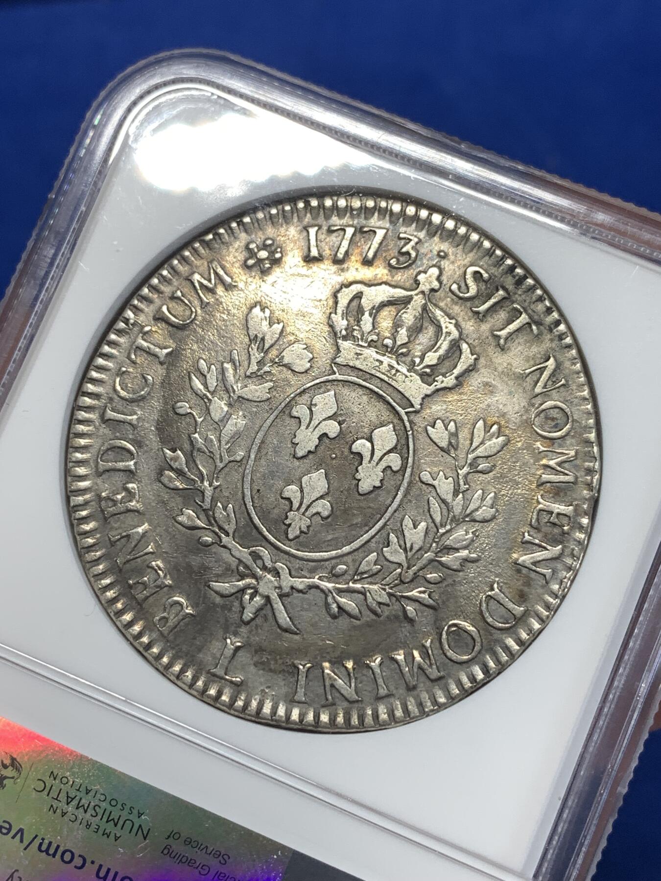 《竞宝斋》第276场- 周日，周一 2场连拍 （全场包邮） NGC VFD 法国1773年路易十五埃居大银币