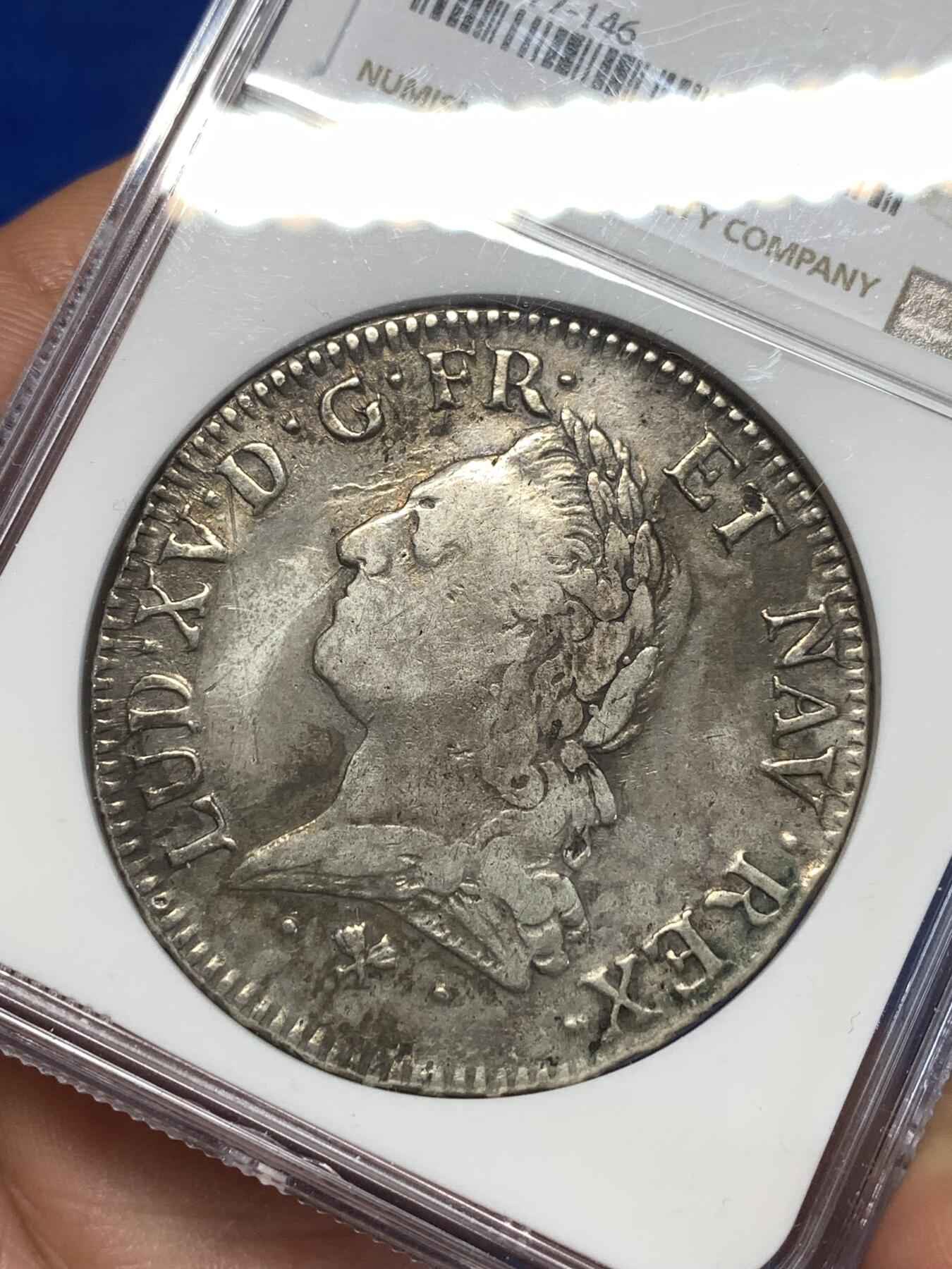 《竞宝斋》第276场- 周日，周一 2场连拍 （全场包邮） NGC VFD 法国1773年路易十五埃居大银币