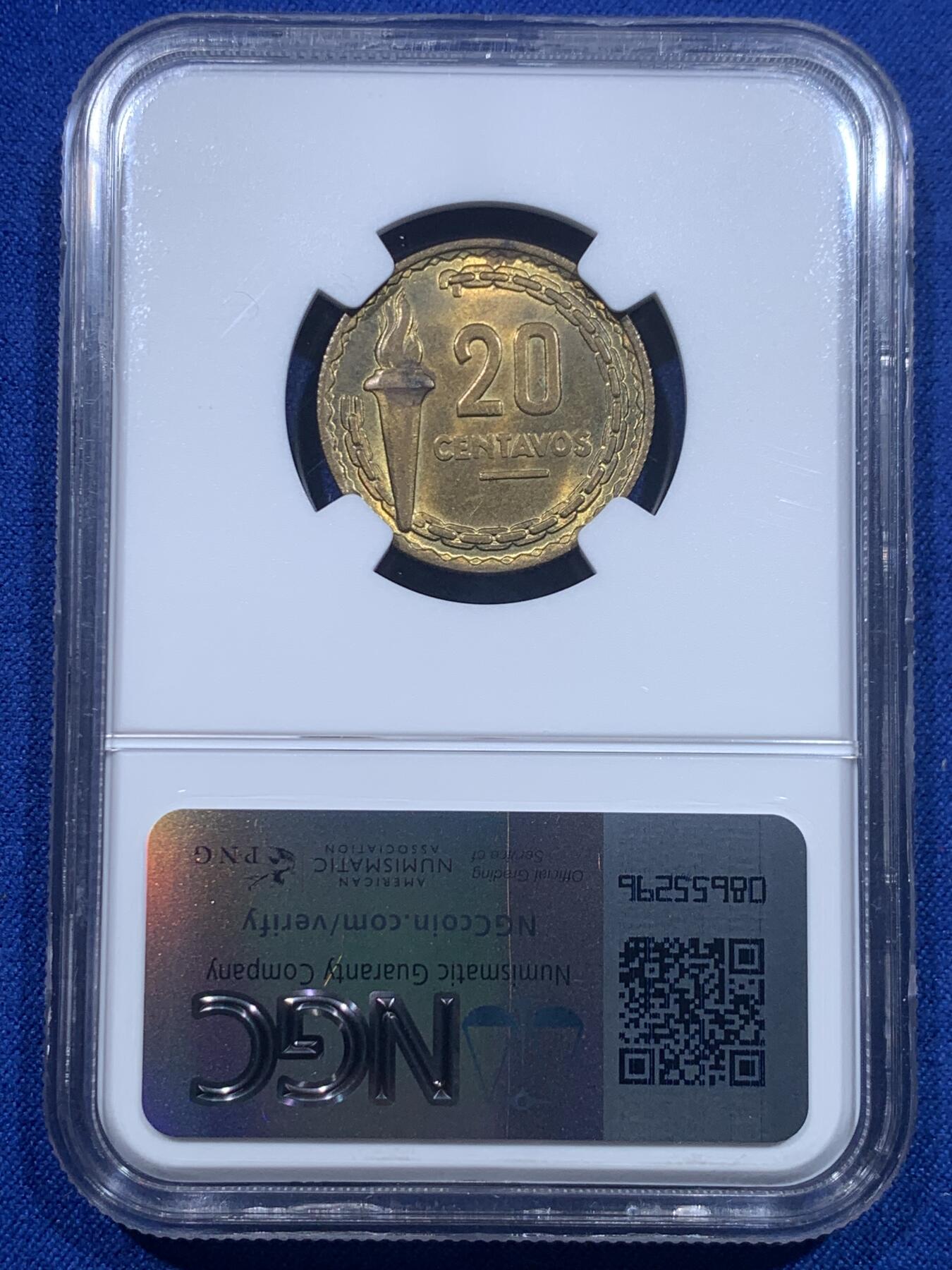 《竞宝斋》第276场- 周日，周一 2场连拍 （全场包邮） 3枚一组 NGC MS64/62/63 秘鲁1954年5分/10分/20分铜币