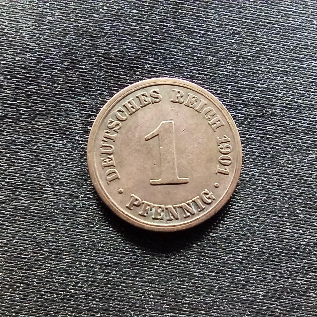 邮泉阁限时拍卖第九场 德国硬币专场二 德意志帝国1901年1芬尼A版