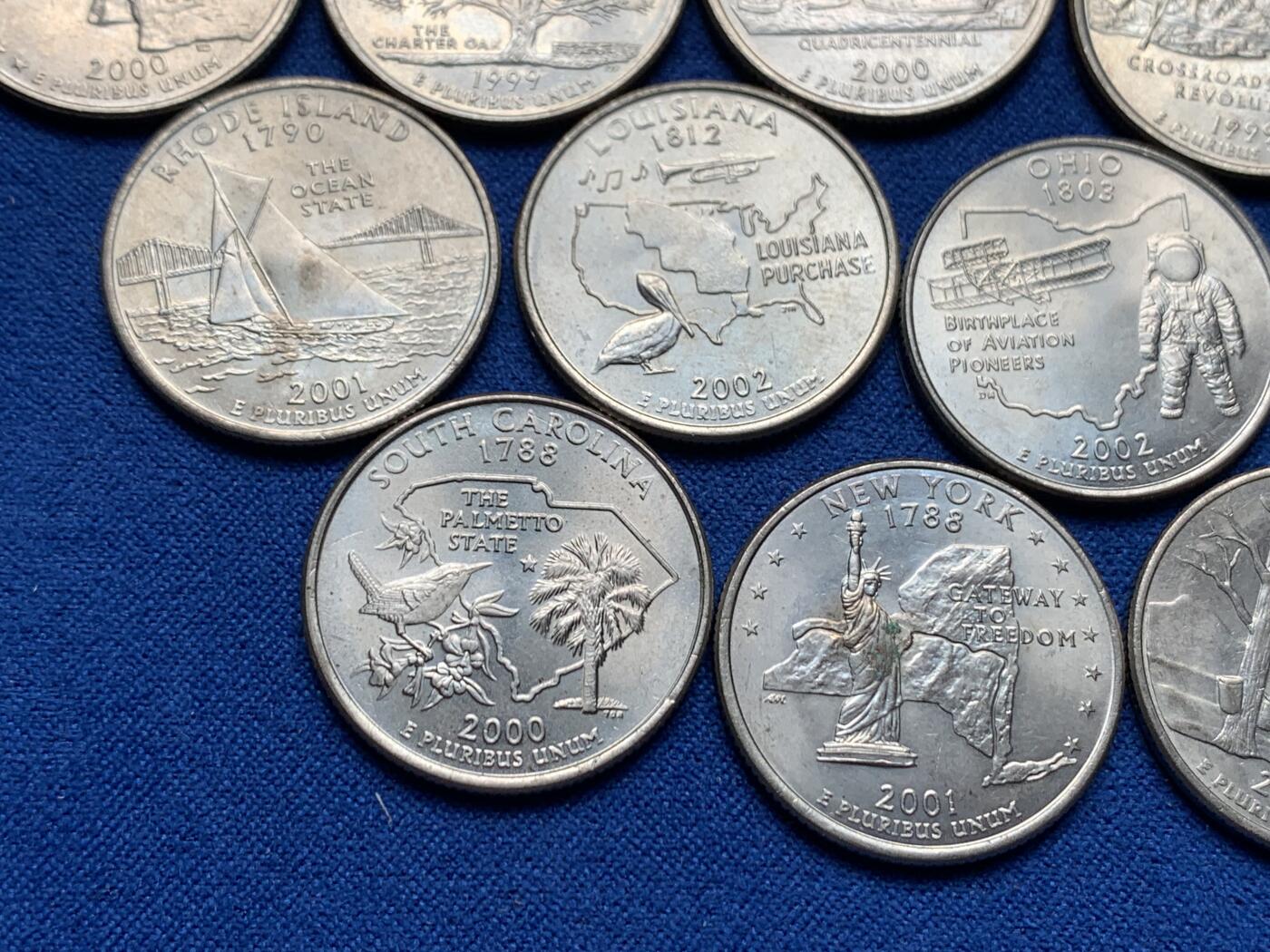 《竞宝斋》第276场- 周日，周一 2场连拍 （全场包邮） 17枚一组 美国2000年25美分纪念币 美国不同州国家公园