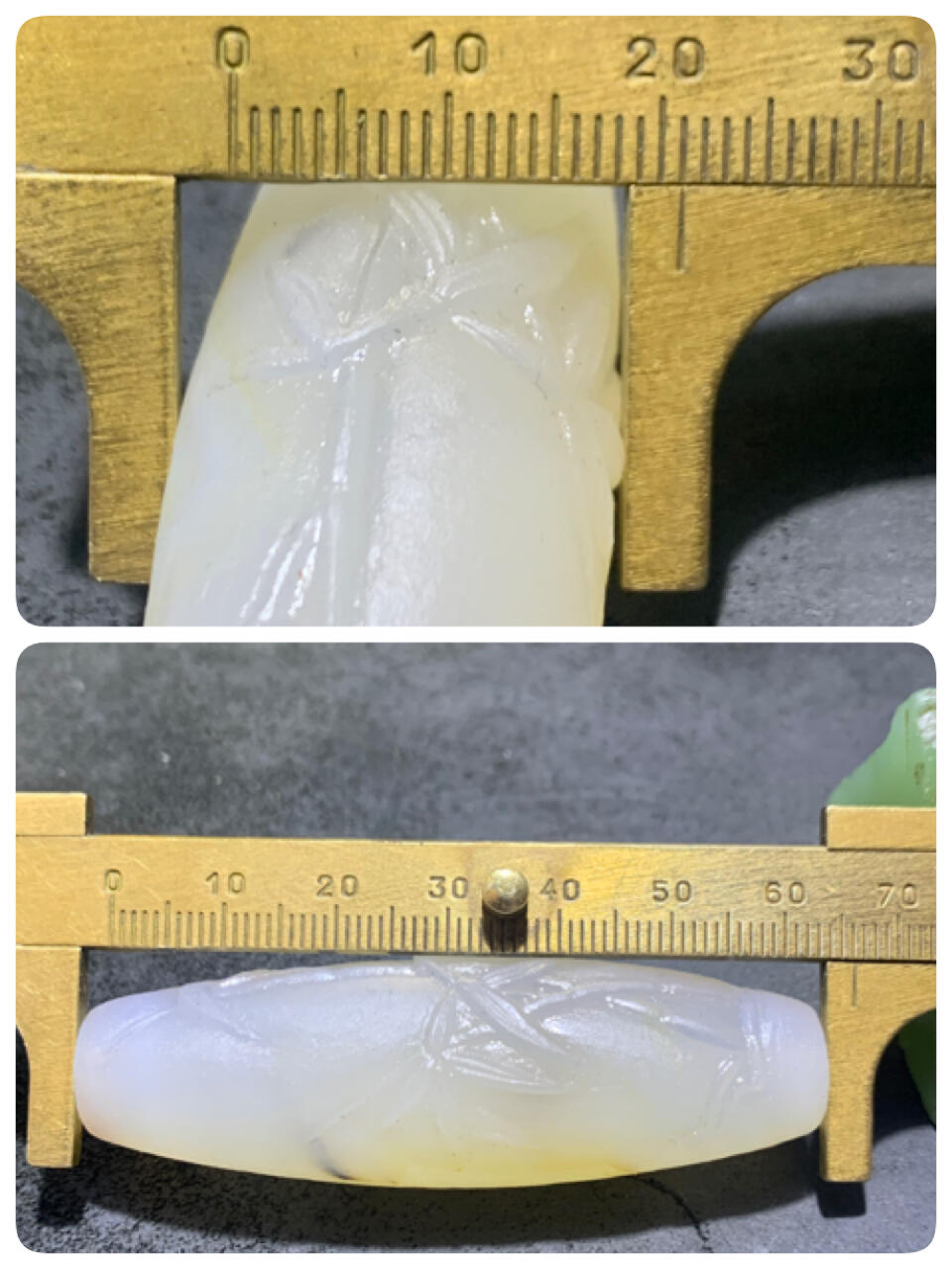 精美高玉化海洋玉髓手工雕刻竹子大桶珠一个！
