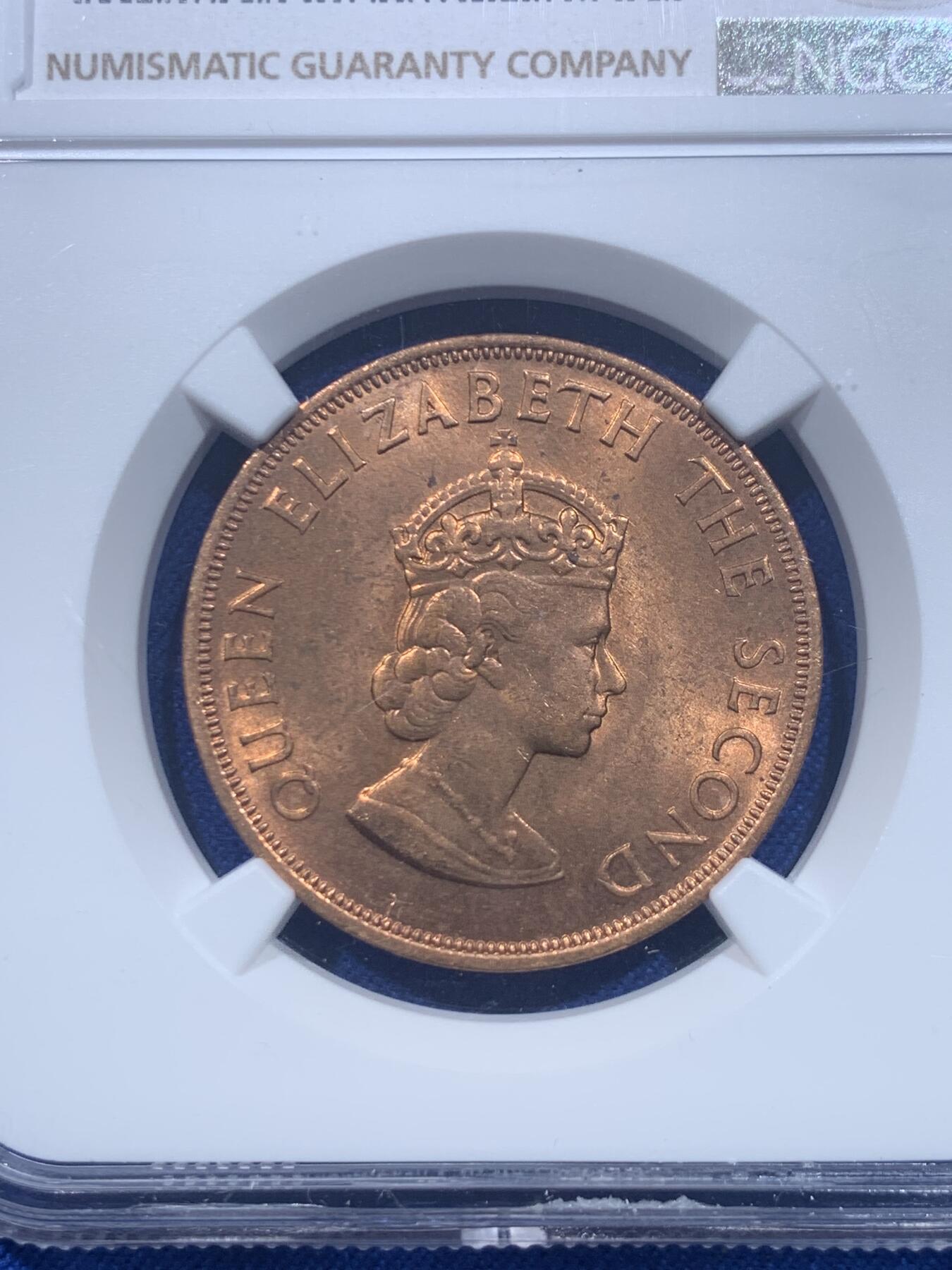 《竞宝斋》第276场- 周日，周一 2场连拍 （全场包邮） NGC MS63RB 英属泽西岛1/12S铜币 铜光漂亮