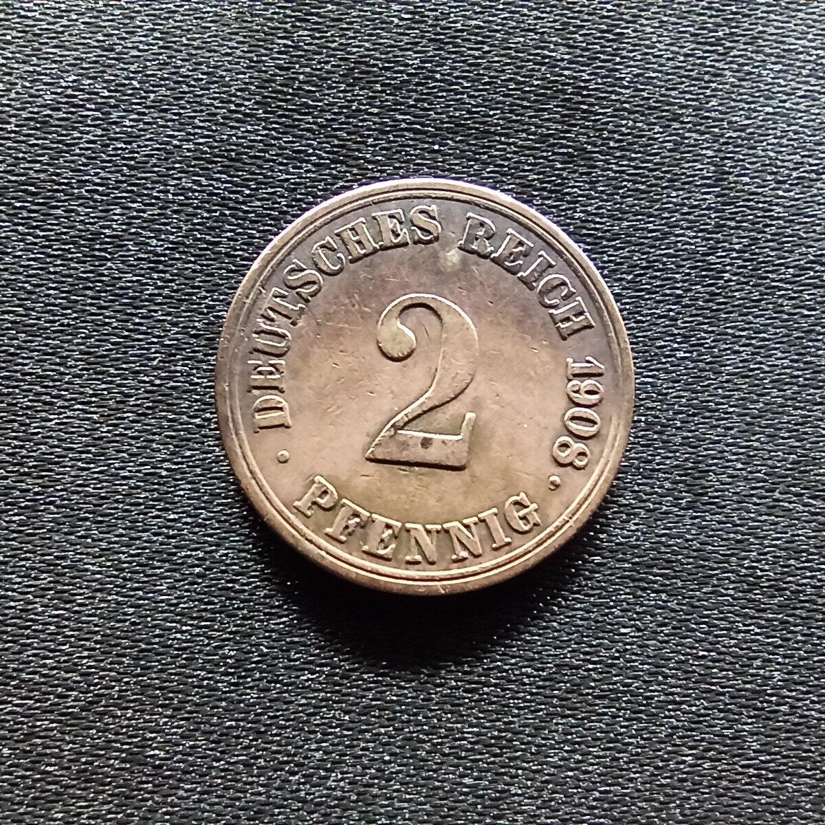 邮泉阁限时拍卖第九场 德国硬币专场二 德意志帝国1908年2芬尼A版