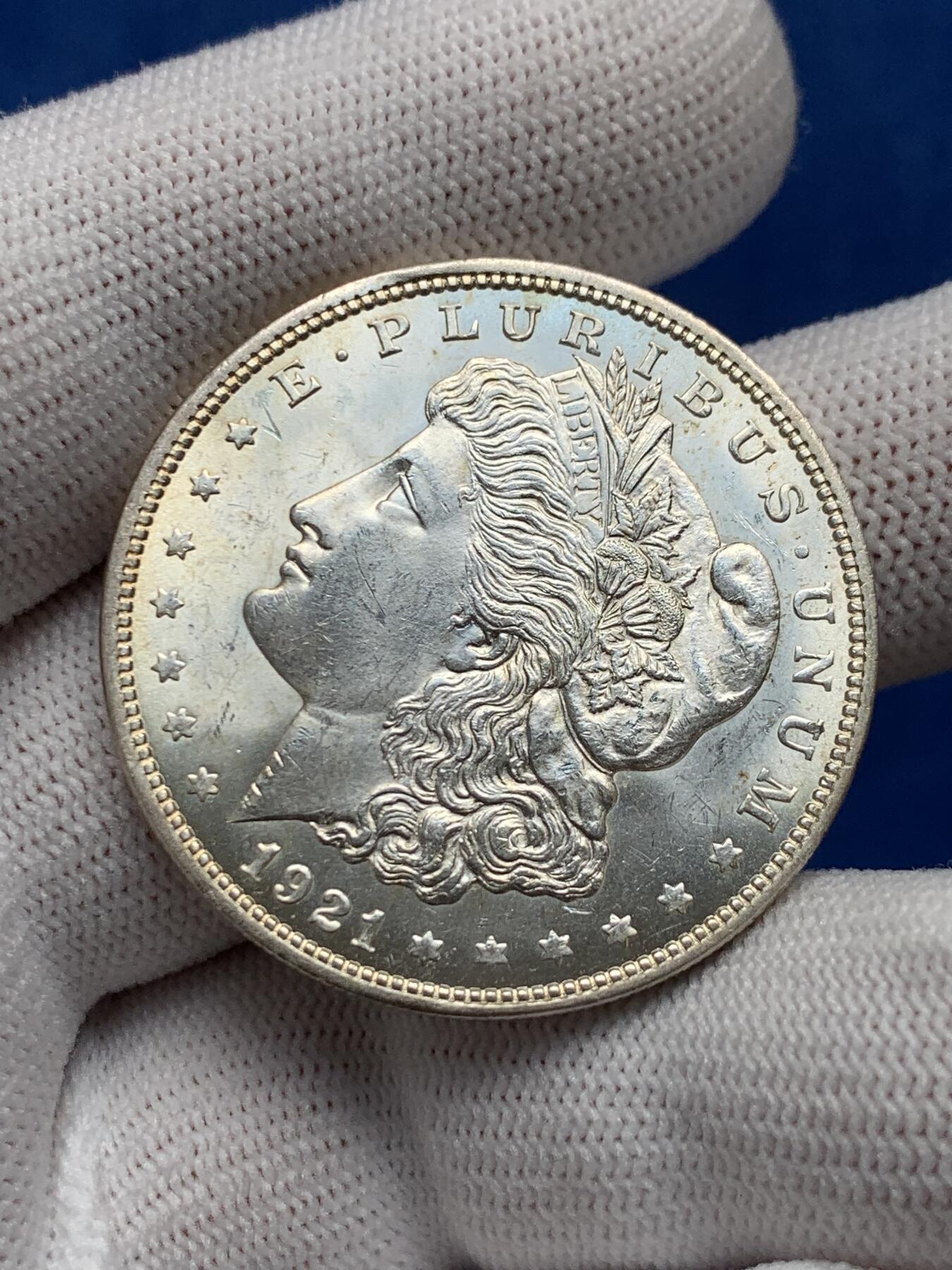 《竞宝斋》第276场- 周日，周一 2场连拍 （全场包邮） 美国1921年摩根银币 高品质 细节见图