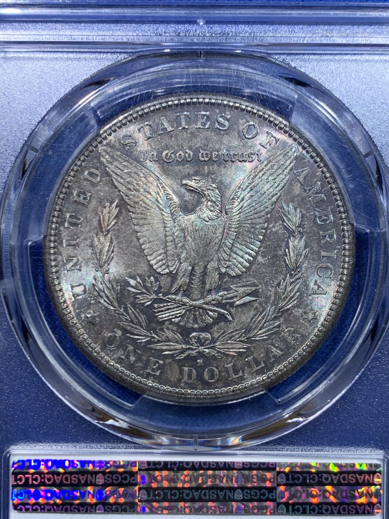 《竞宝斋》第276场- 周日，周一 2场连拍 （全场包邮） PCGS MS65 美国 1882年 摩根银币 原味五彩 美轮美奂