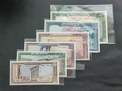 外国币专场20240608第七场 - 黎巴嫩八十年代纸币6张UNC