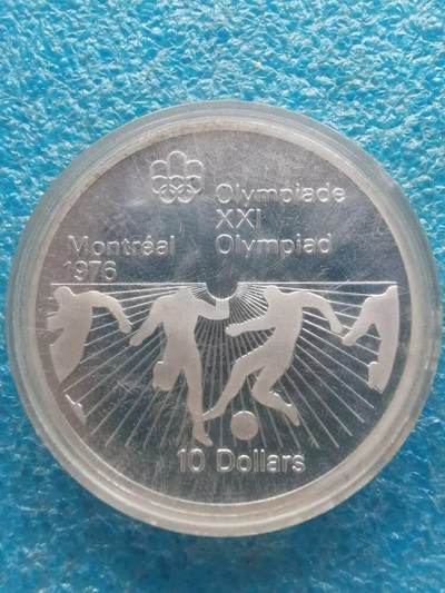 世界经典钱币第一期 - 加拿大1976年蒙特利尔奥运会10元银币 48.6克 925银 币密封打不开擦痕是盒子上的