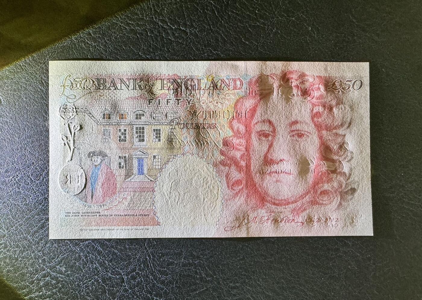 收藏联盟Quantum Auction 第351期拍卖  英国1994 (ND 2006)年50镑 品相UNC 英格兰银行首任总裁 霍布伦