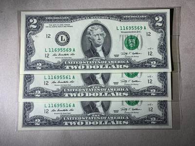 外国币专场20240608第七场 - 美国2009年2美元好号无4，7三张UNC