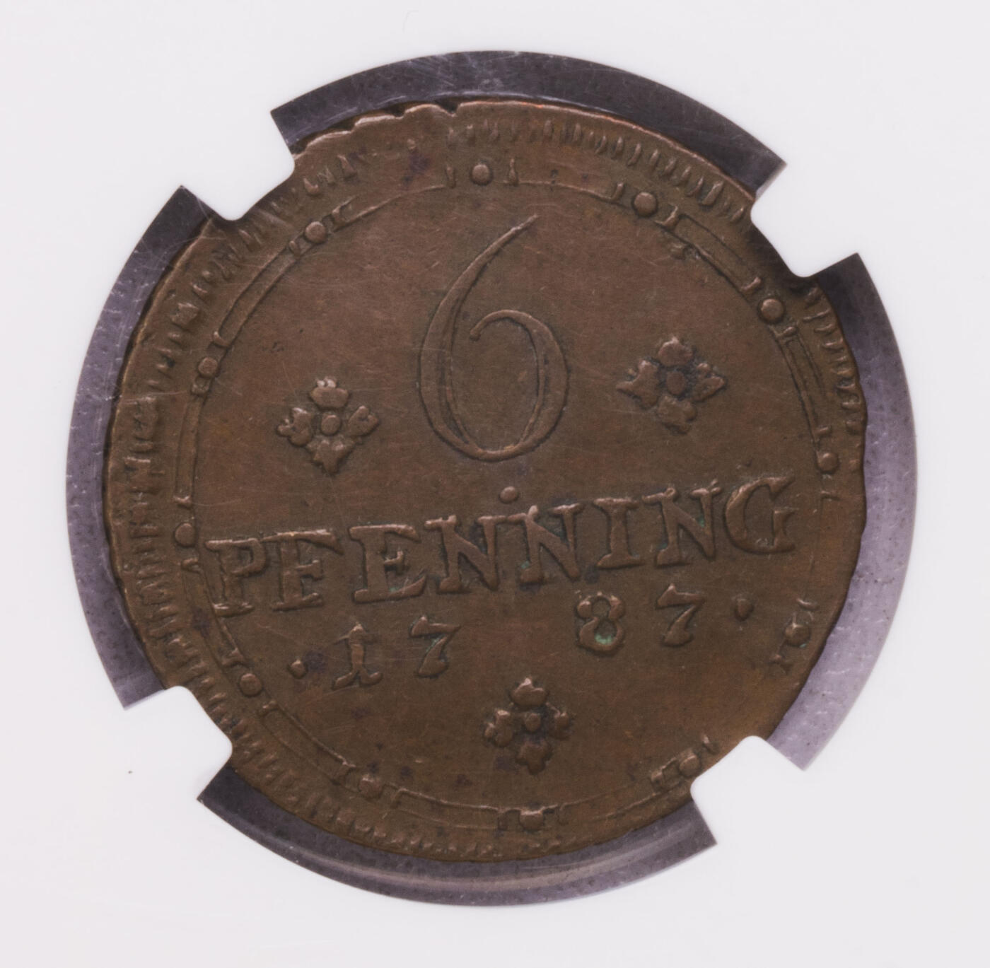 NGC-AU58BN 1787明斯特主教区教士6芬尼代用币 唯一冠军