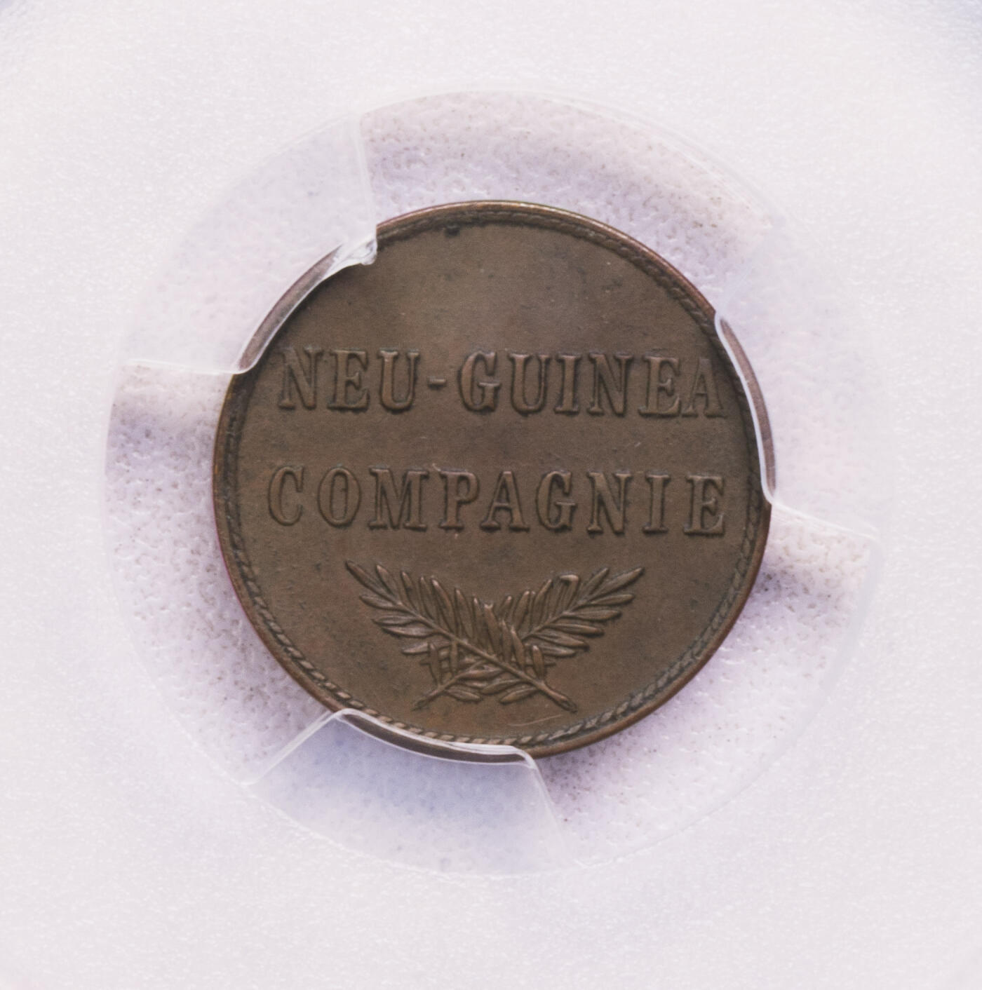 PCGS-MS62BN/AU58 1894德属几内亚铜币一对 原味好品