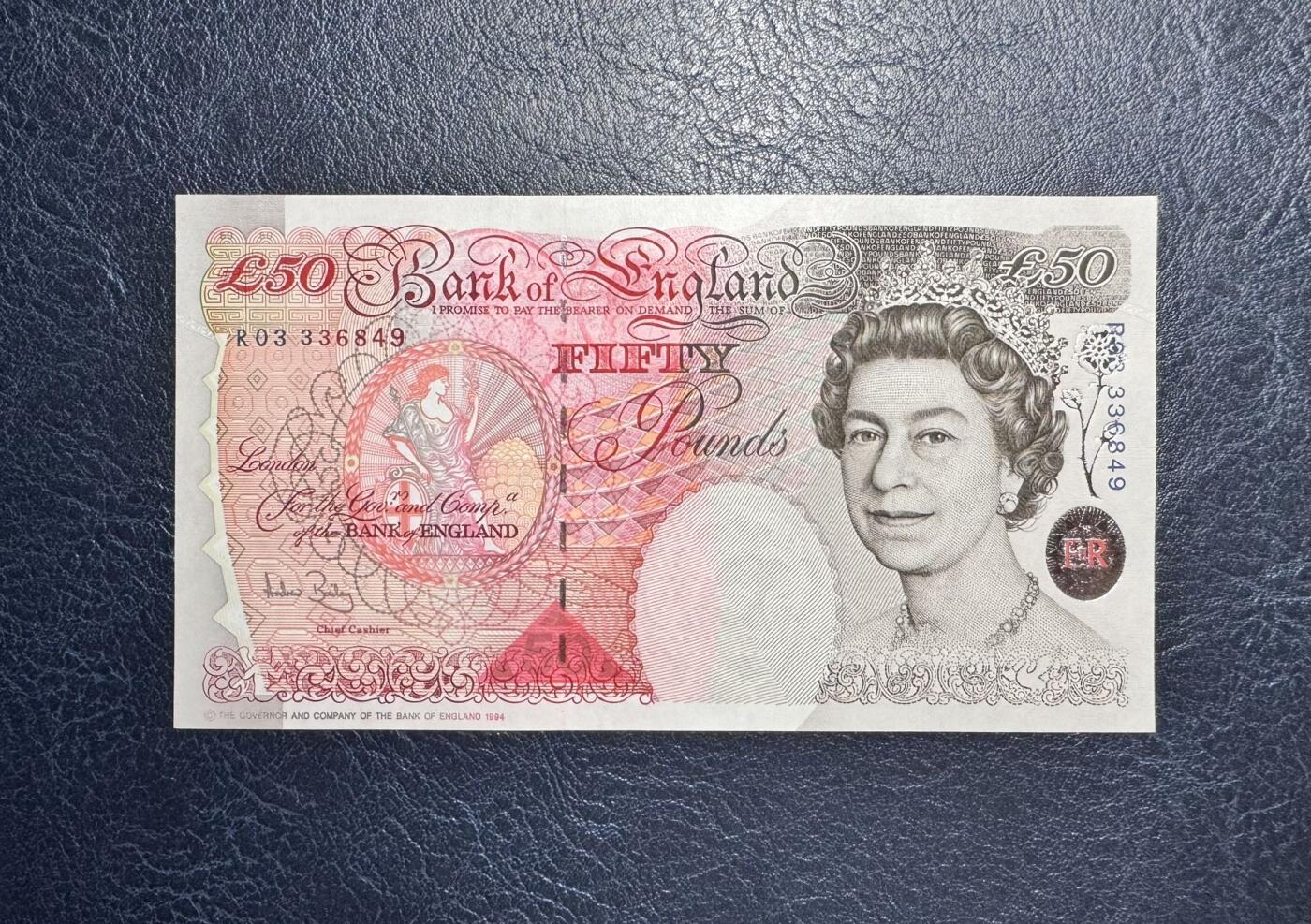 收藏联盟Quantum Auction 第351期拍卖  英国1994 (ND 2006)年50镑 品相UNC 英格兰银行首任总裁 霍布伦