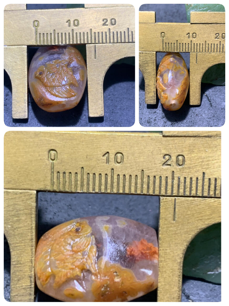 精美亚光原皮冰飘糖心料战国红玛瑙手工俏色巧雕富贵有鱼勒子一个，