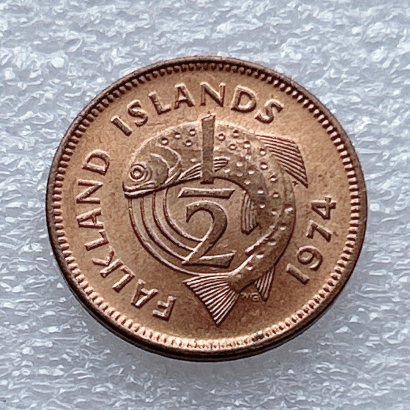 第一海外回流一元起拍收藏 散币专场 第93期 福克兰群岛1974年1/2便士小铜币 美品