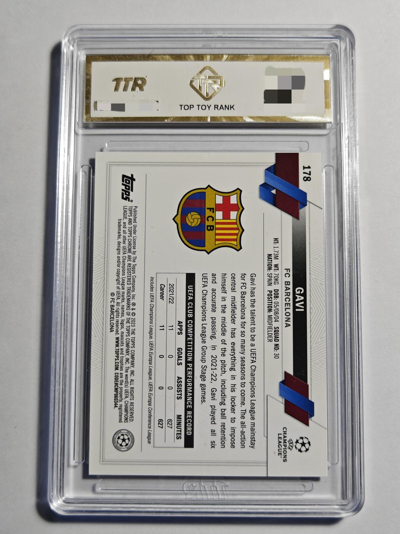【麦稀奇世界钱币展】【德藏】卡牌拍卖 🧲 第14期  欧冠 2022 Topps Chrome 巴萨 加维 蓝碎冰折 TTR 9