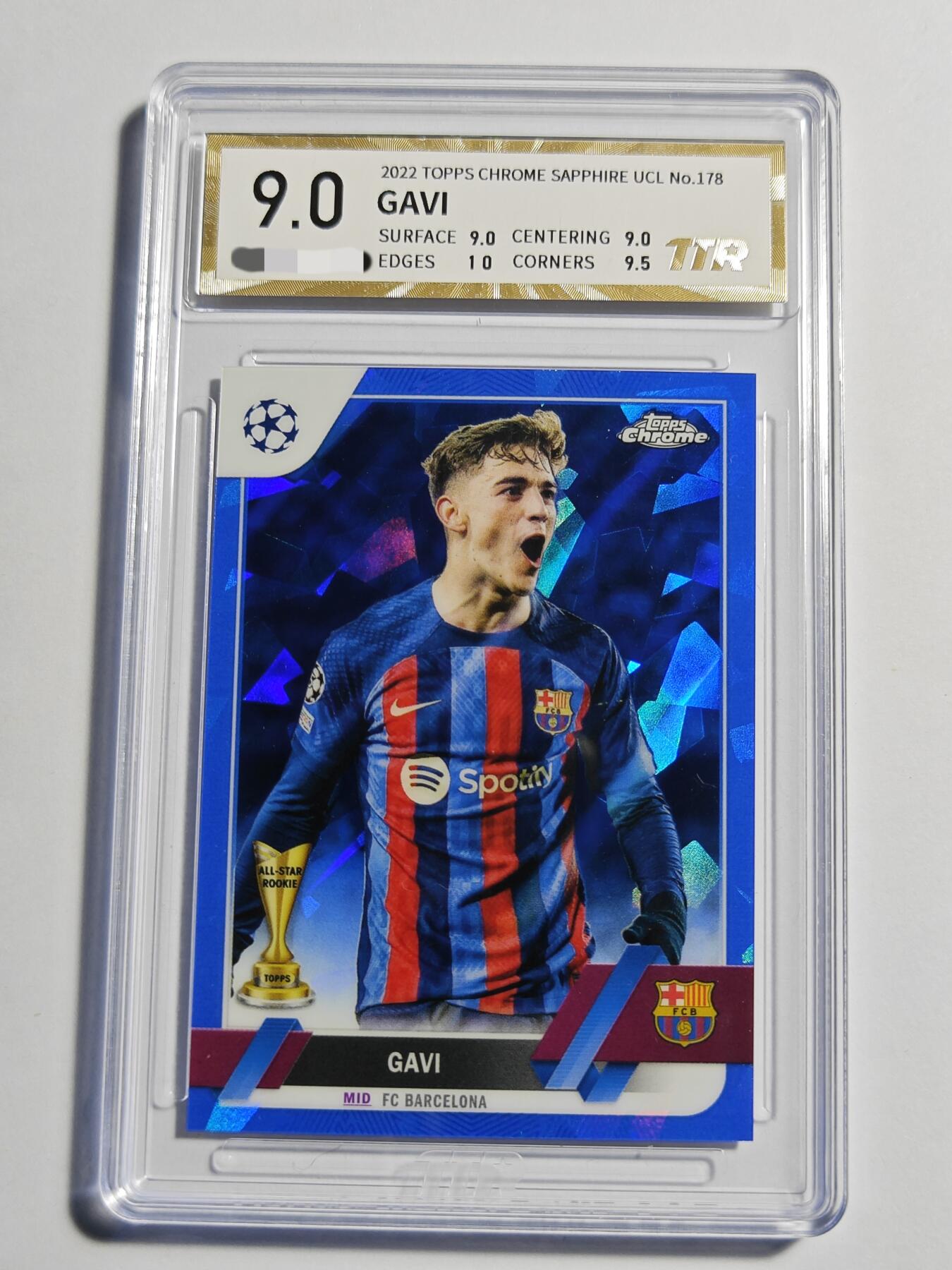 【麦稀奇世界钱币展】【德藏】卡牌拍卖 🧲 第14期  欧冠 2022 Topps Chrome 巴萨 加维 蓝碎冰折 TTR 9