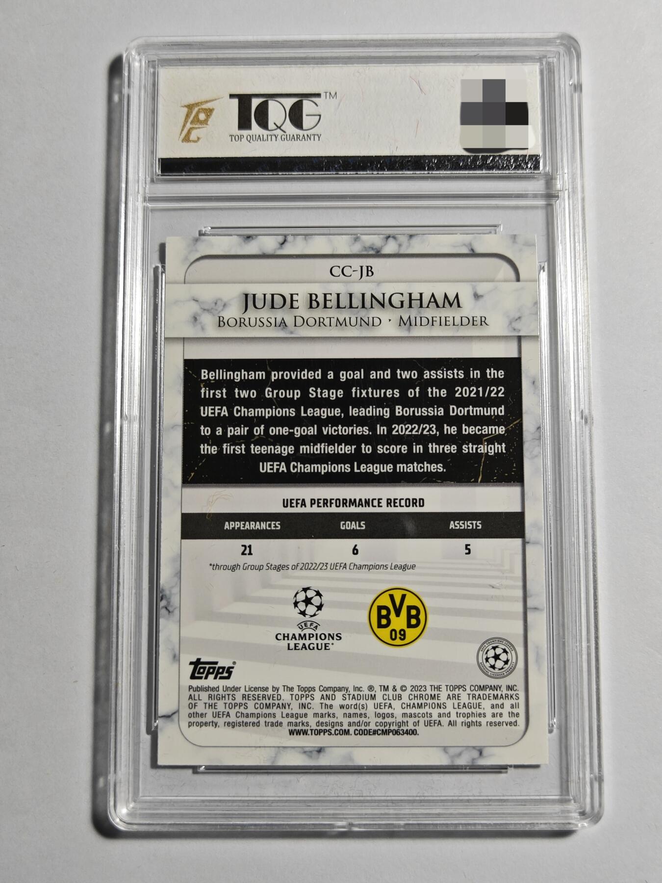 【麦稀奇世界钱币展】【德藏】卡牌拍卖 🧲 第14期   欧冠 2023 Topps STADIUM CLUB Chrome 多特蒙德 贝林厄姆 折射特卡 TQG 8.5