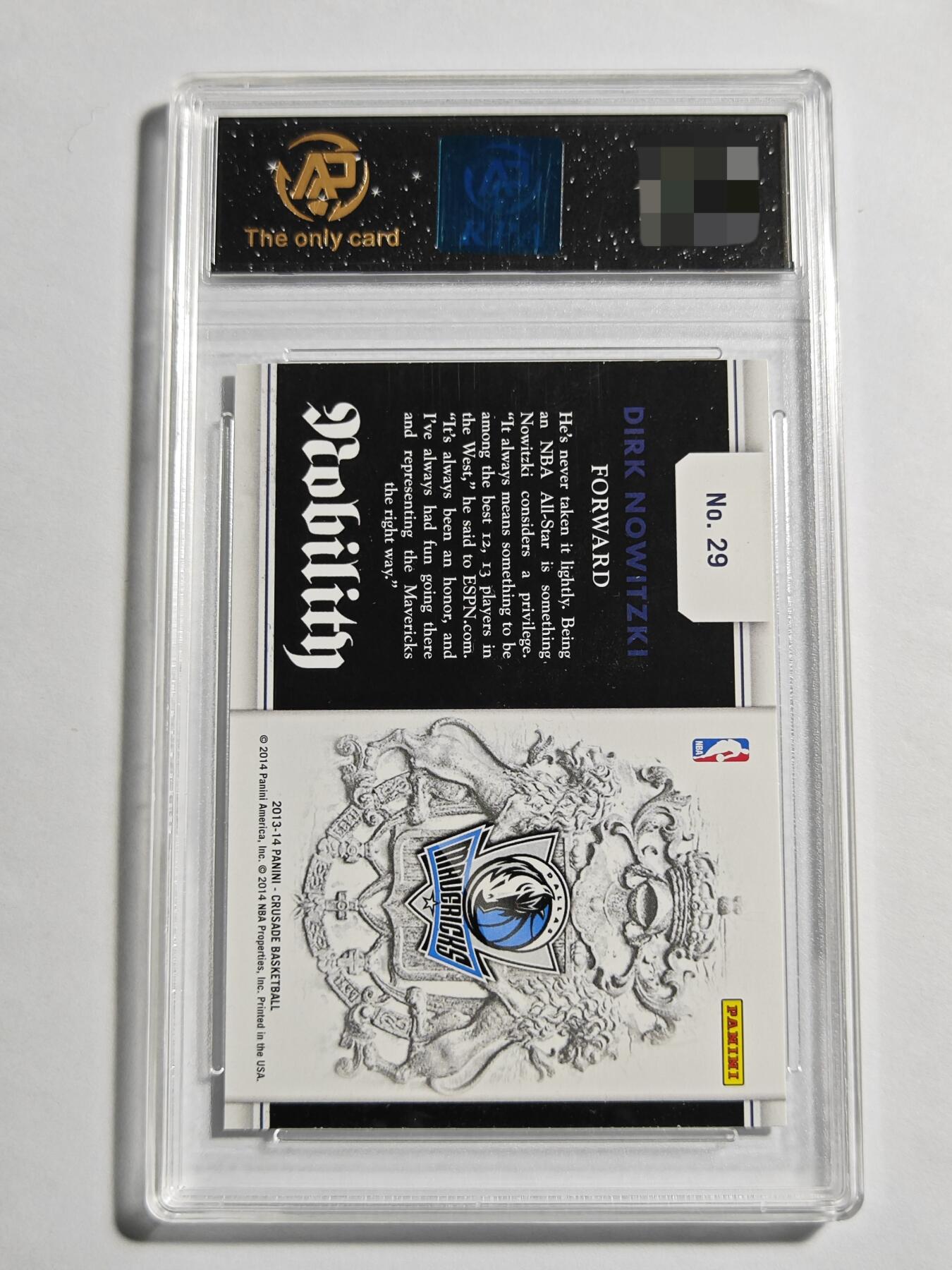 【麦稀奇世界钱币展】【德藏】卡牌拍卖 🧲 第14期   NBA 2013-14 PANINI CRUSADE 独行侠 诺维茨基 RPA 9