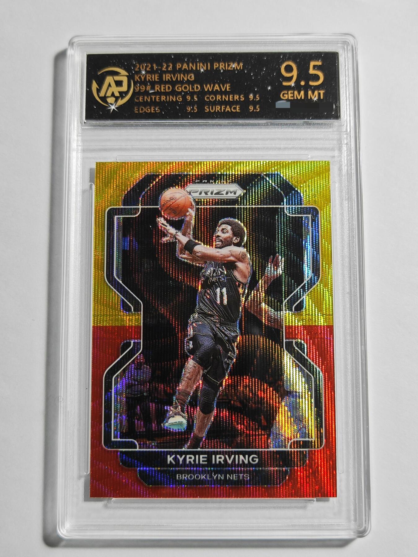 【麦稀奇世界钱币展】【德藏】卡牌拍卖 🧲 第14期  NBA 2021-22 PANINI PRIZM 篮网 欧文 红金波纹折 RPA 9.5