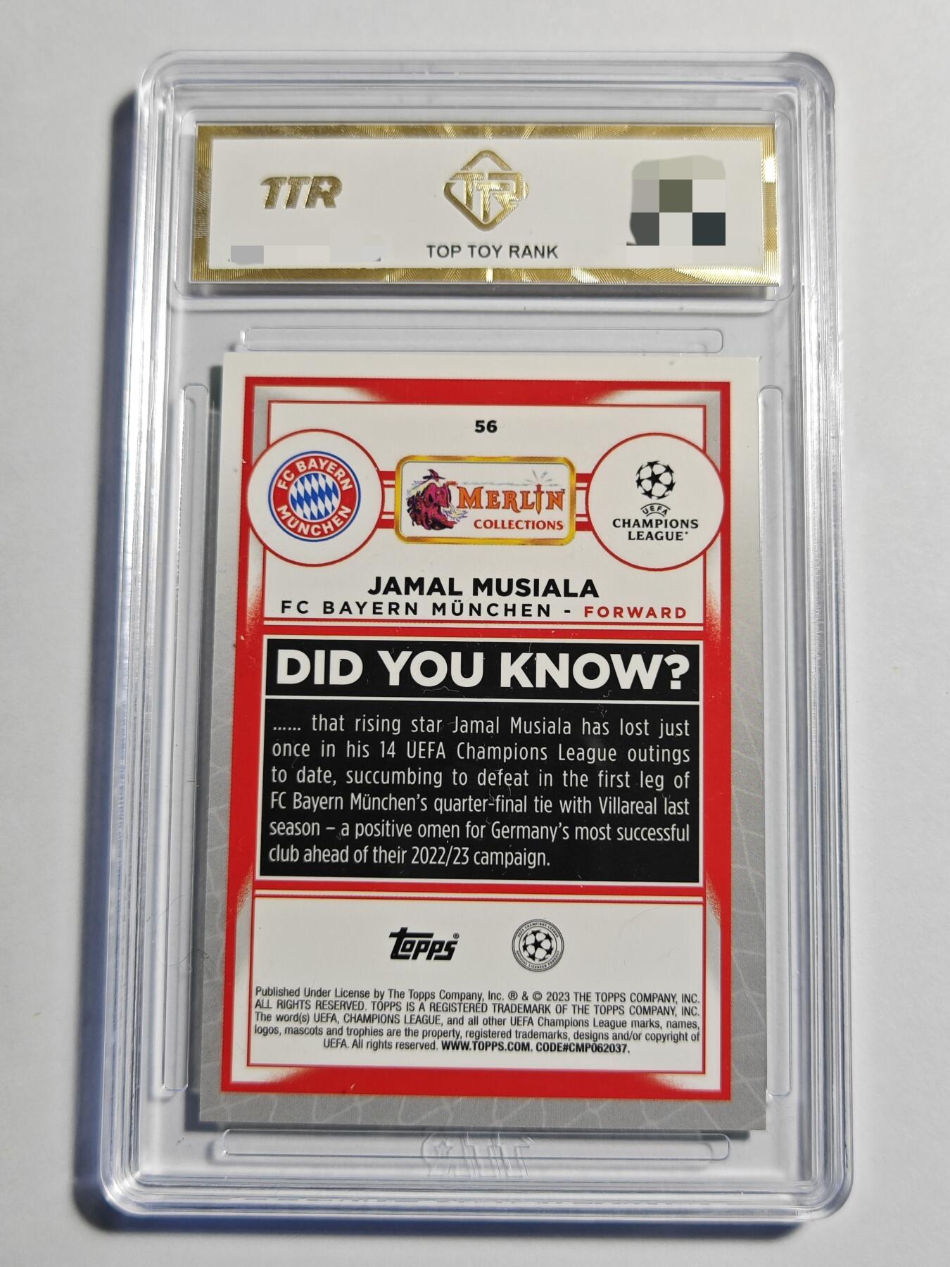 【麦稀奇世界钱币展】【德藏】卡牌拍卖 🧲 第14期  欧冠 2022 Topps Merlin 拜仁 穆夏拉 350编 绿雨点折 TTR 9