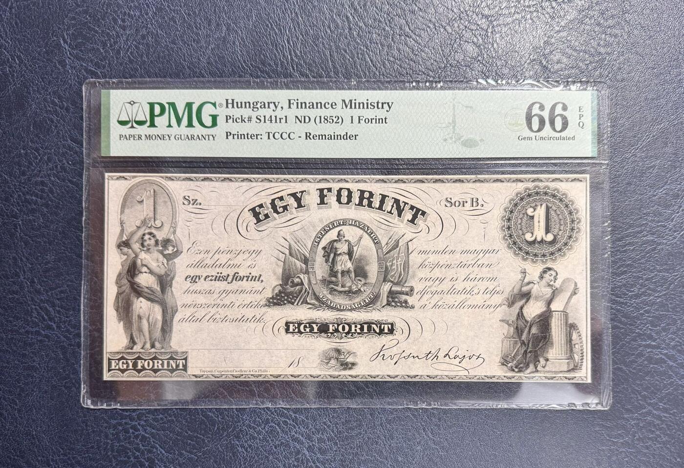 收藏联盟Quantum Auction 第351期拍卖  匈牙利1852年1福林 PMG66 
