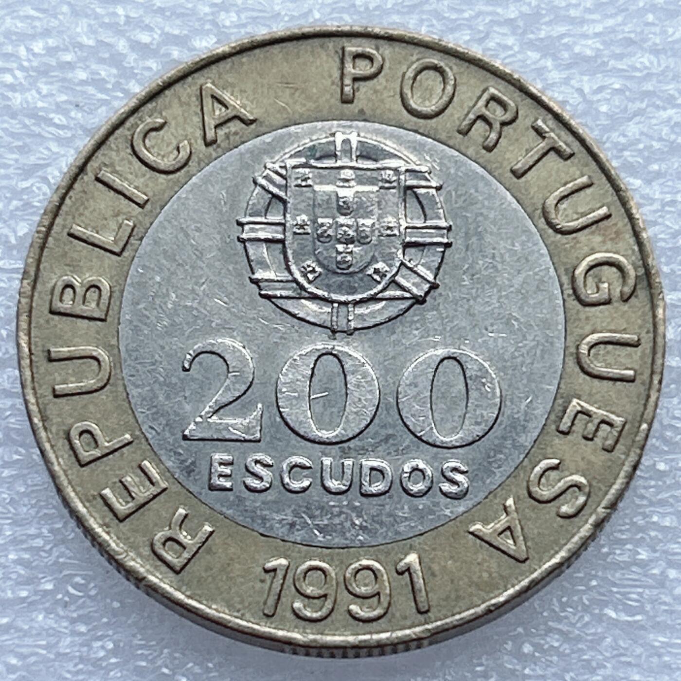 第一海外回流一元起拍收藏 散币专场 第94期 葡萄牙1991年200埃斯库多双色镶嵌金属币