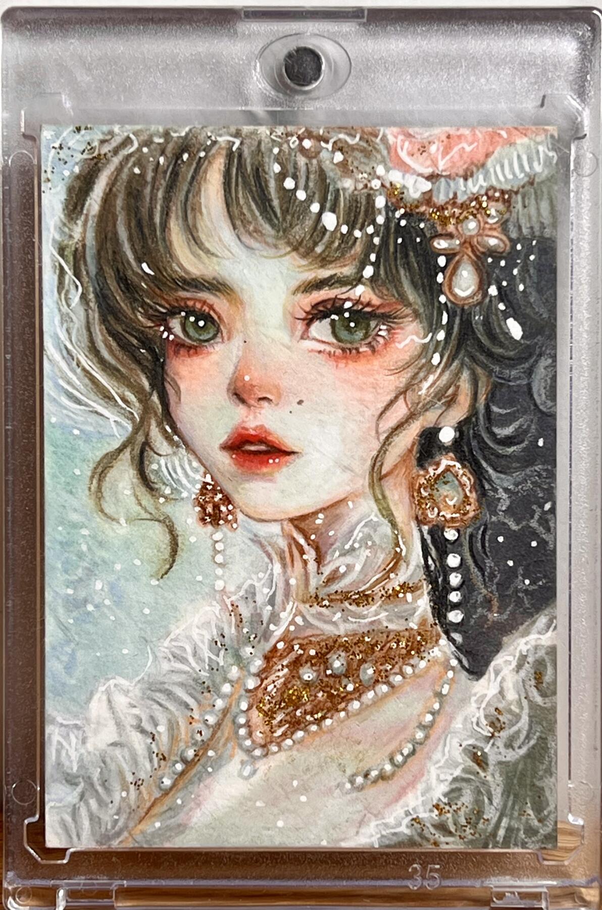 白泽拍卖卡牌专场第3期（端午小HIGH） 2024 繁花手绘卡 珍珠少女 诸葛亮仔亲签 卡砖封装