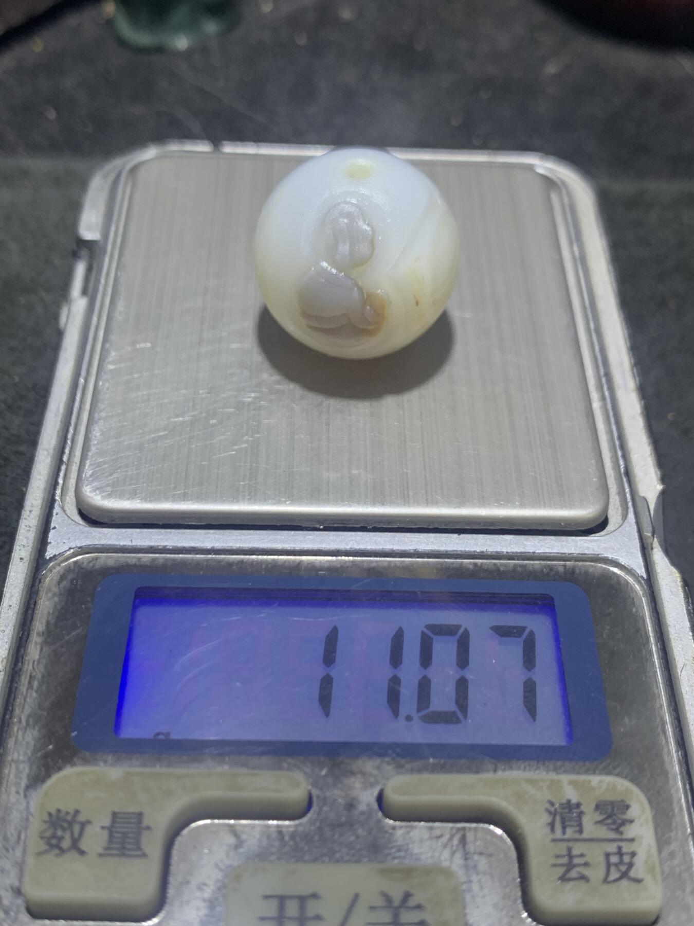 精美高玉化亚光海洋玉髓手工俏色巧雕一心向佛2.0意境圆珠一个