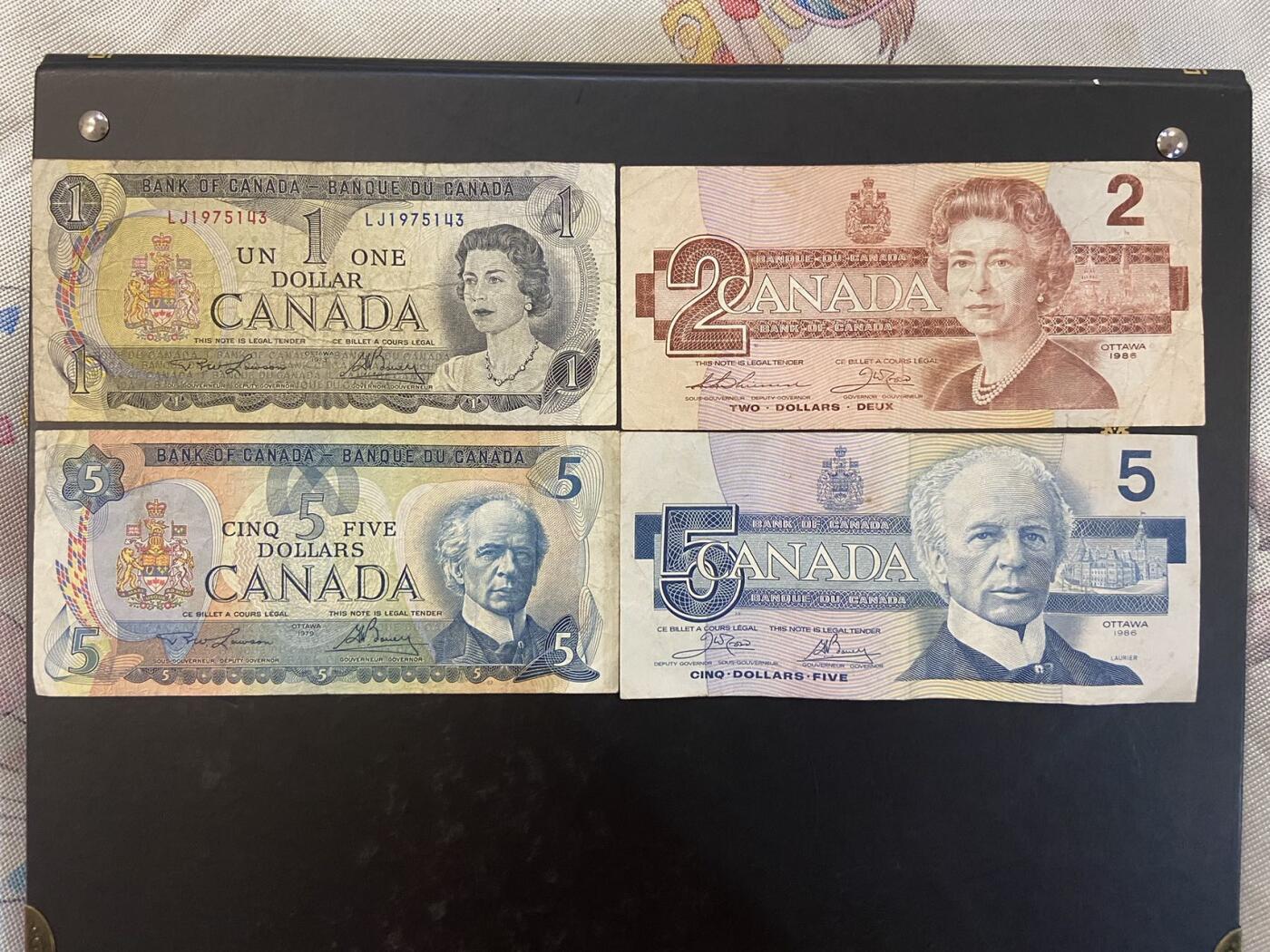 【炜奕收藏】旧币纪念币专场，0佣金，第六期 加拿大流通品相纸币4张
