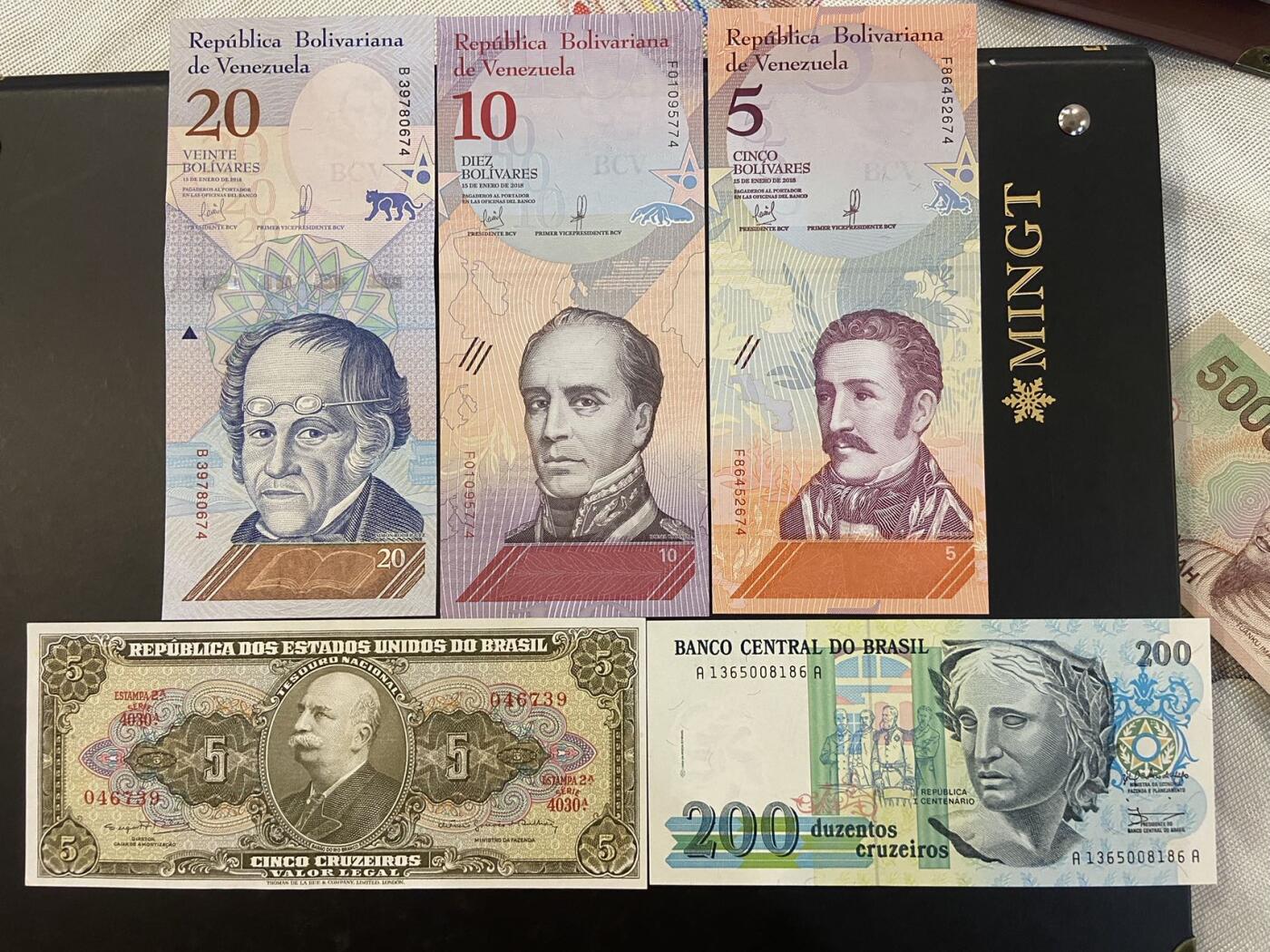 【炜奕收藏】旧币纪念币专场，0佣金，第六期 美洲UNC品相纸币5张