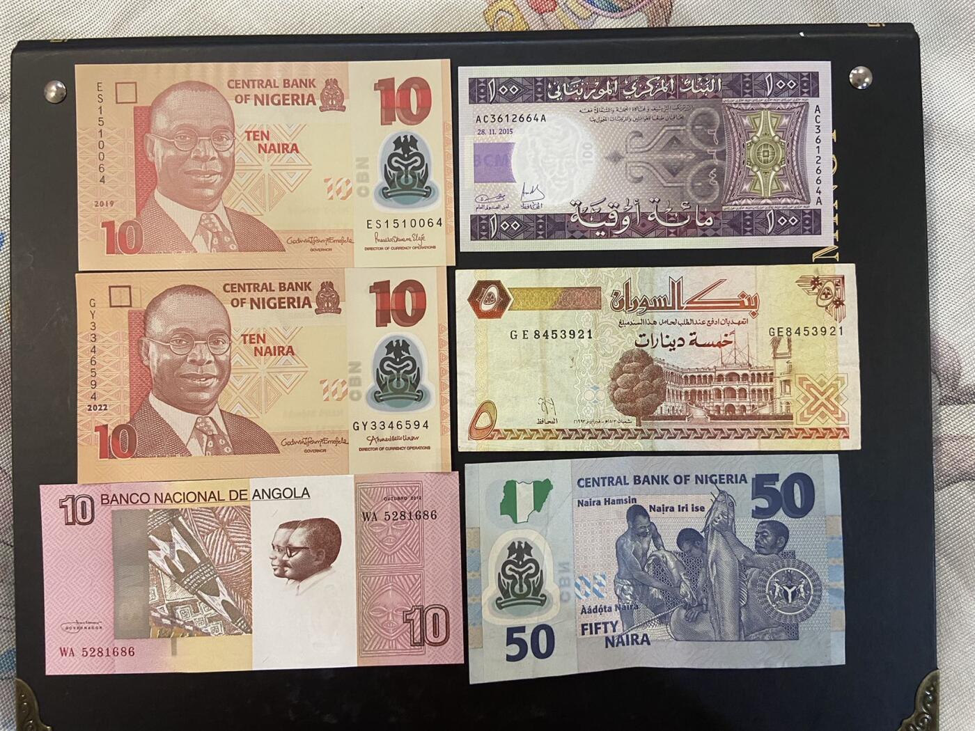 【炜奕收藏】旧币纪念币专场，0佣金，第六期 非洲杂币6张，前4张unc品相，后两张流通品相